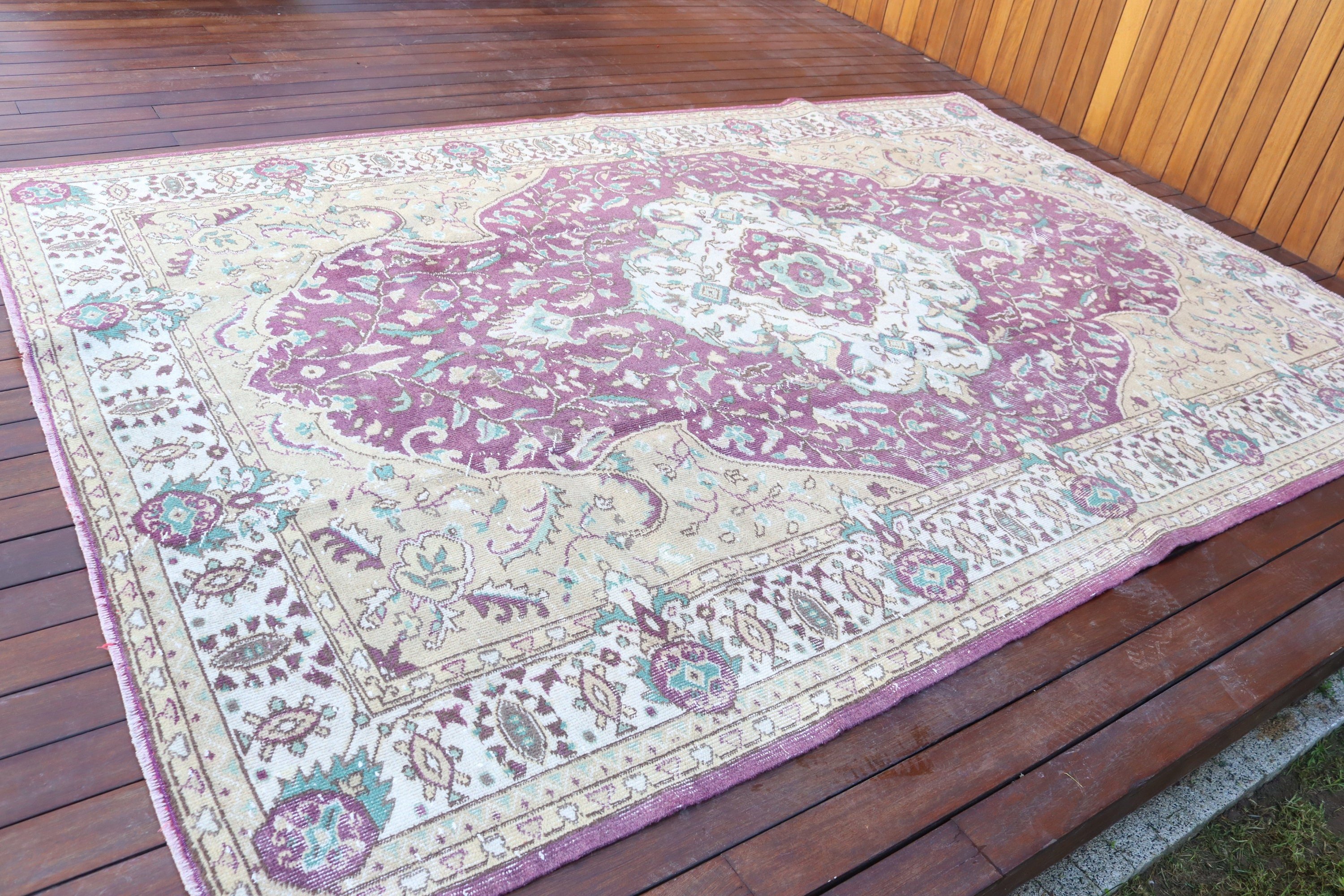 Türk Halısı, Vintage Halılar, Yatak Odası Halıları, Ev Dekorasyonu Halıları, Düz Dokuma Halı, 6.6x10 ft Büyük Halılar, Mor Düz Dokuma Halı, Oturma Odası Halıları