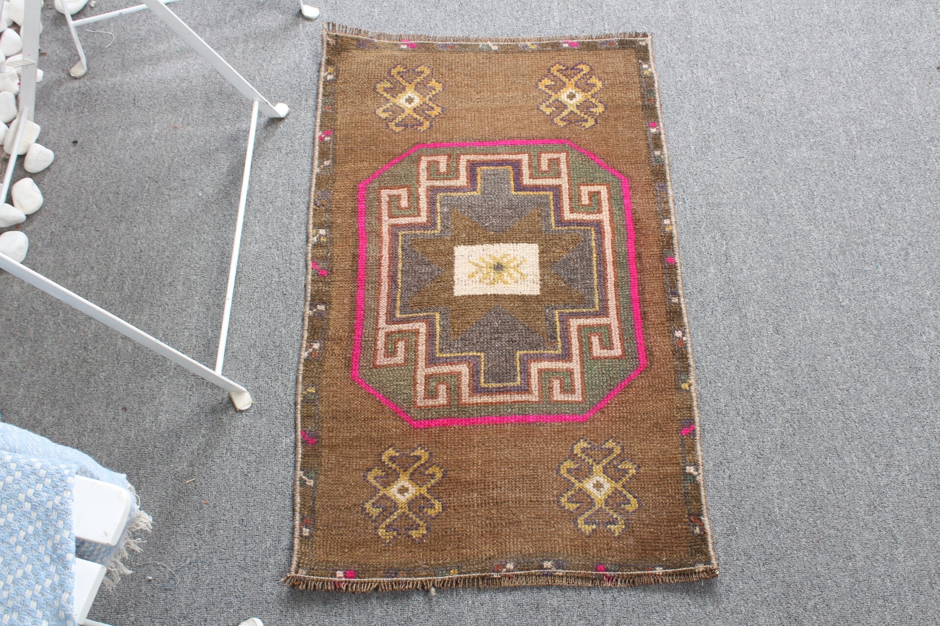 1.6x2.6 ft Küçük Halı, Yatak Odası Halıları, Mutfak Halısı, Vintage Halı, Yatak Odası Halıları, Duvara Asılı Halı, Yer Halısı, Kahverengi Soğuk Halılar, Türk Halıları