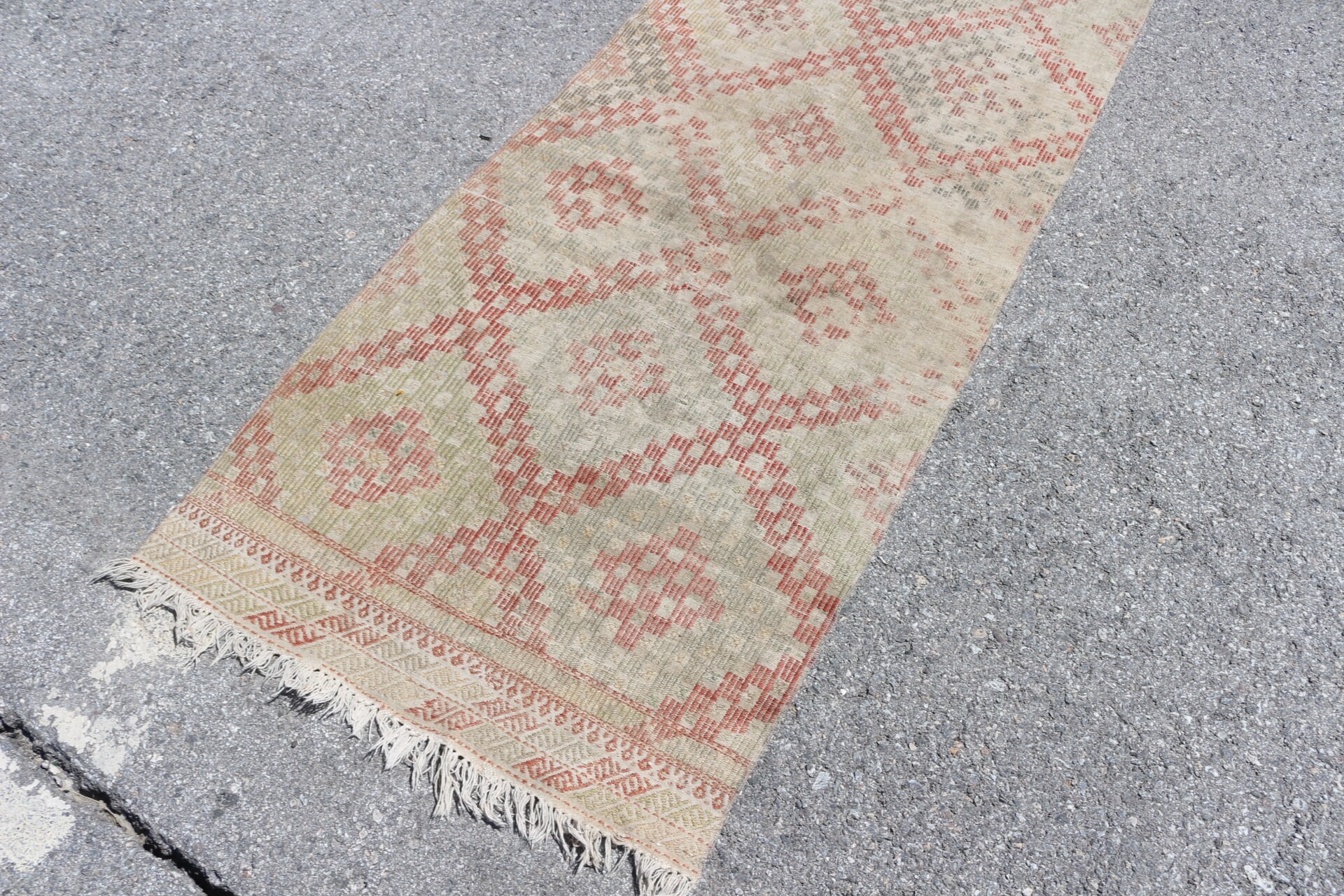 Bej Zemin Kilim, Mutfak Kilim, 79x315 cm Yolluk Kilim, Yolluk Kilim, Mutfak Kilim, Türk Kilim, Antik Kilim, Mutfak Kilim, Yolluk Kilim