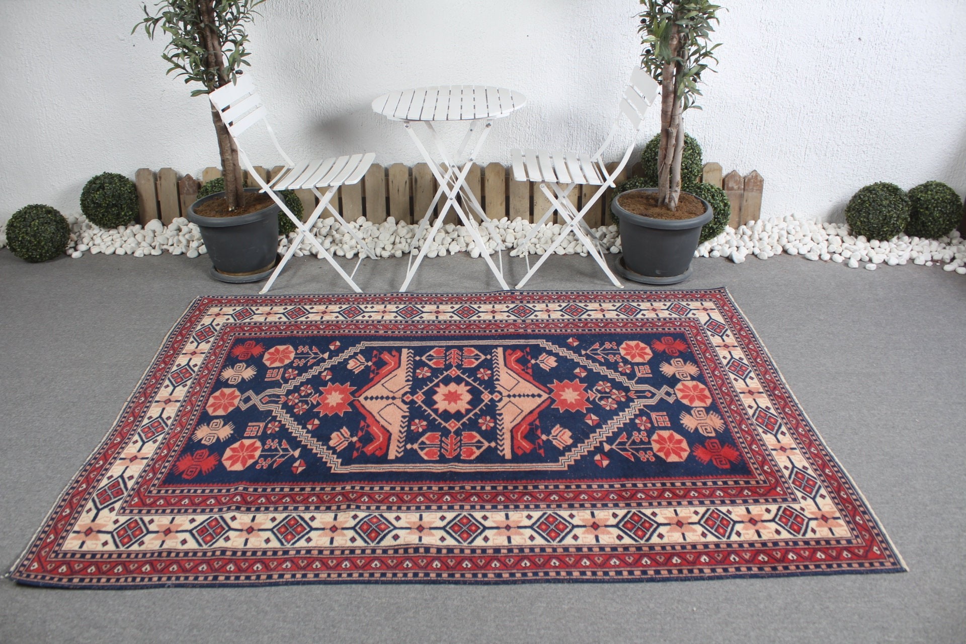 Blue Anatolian Rug, Office Rug, Turkish Rugs, Floor Rug, Home Decor Rug, 5.2x7.1 ft Area Rugs, Vintage Rug, Living Room Rug