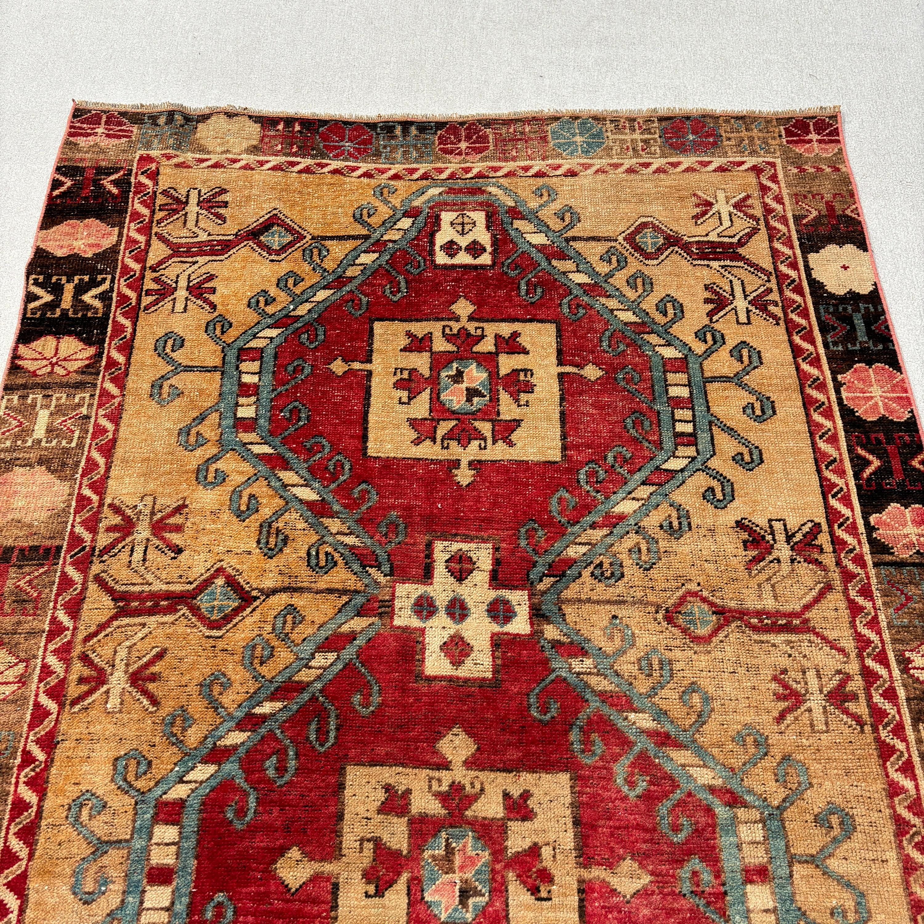 Vintage Halılar, 4.4x9.6 ft Büyük Halı, Büyük Vintage Halı, Boho Halı, Türk Halısı, Mutfak Halıları, Oturma Odası Halısı, Yer Halıları, Kırmızı Yatak Odası Halısı