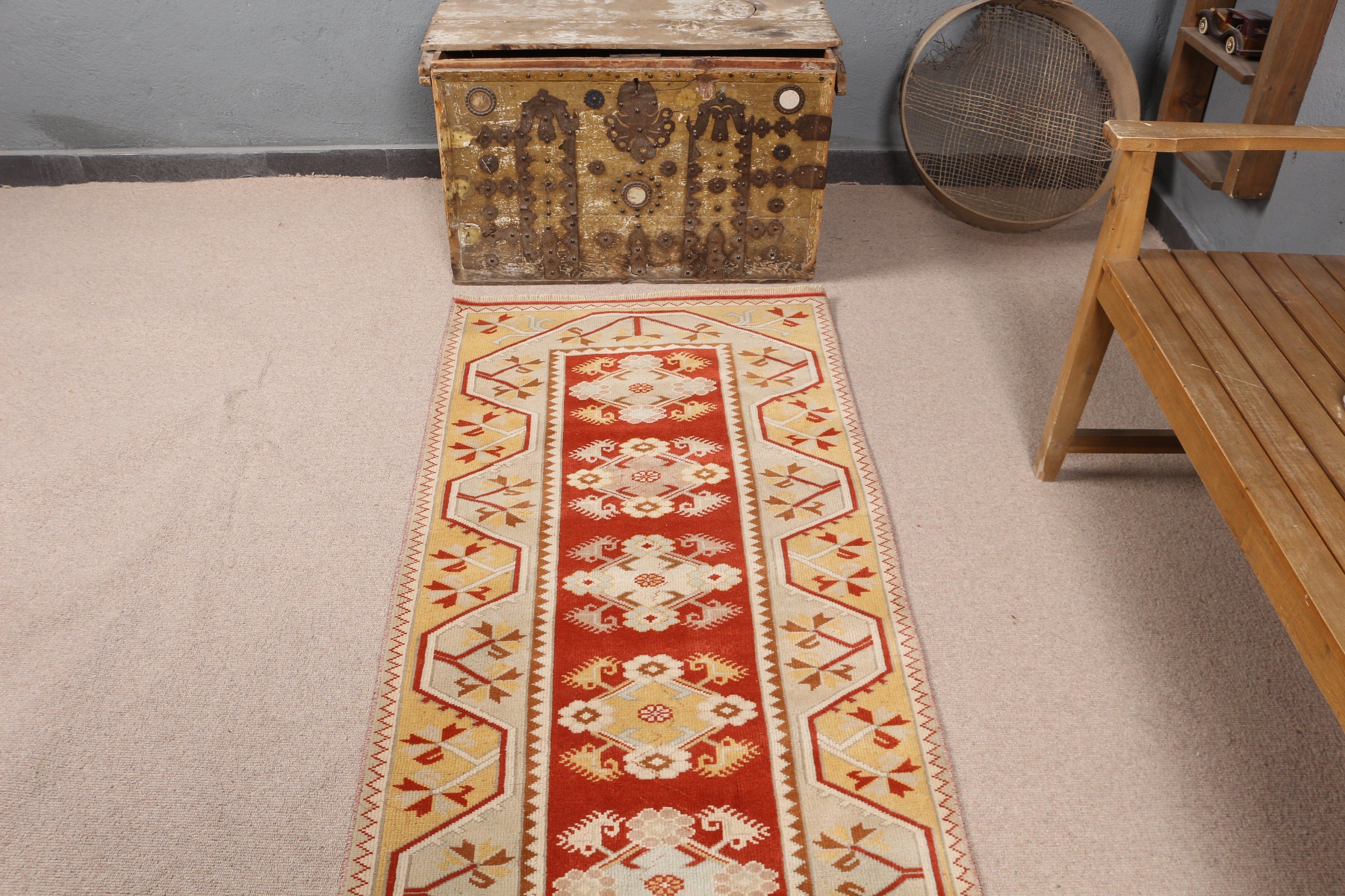 Yer Halıları, Koridor Halıları, Vintage Halı, Koridor Halısı, Sarı Fas Halıları, Türk Halısı, 2.6x9.1 ft Runner Halısı, Eski Halı, Ev Dekorasyonu Halıları