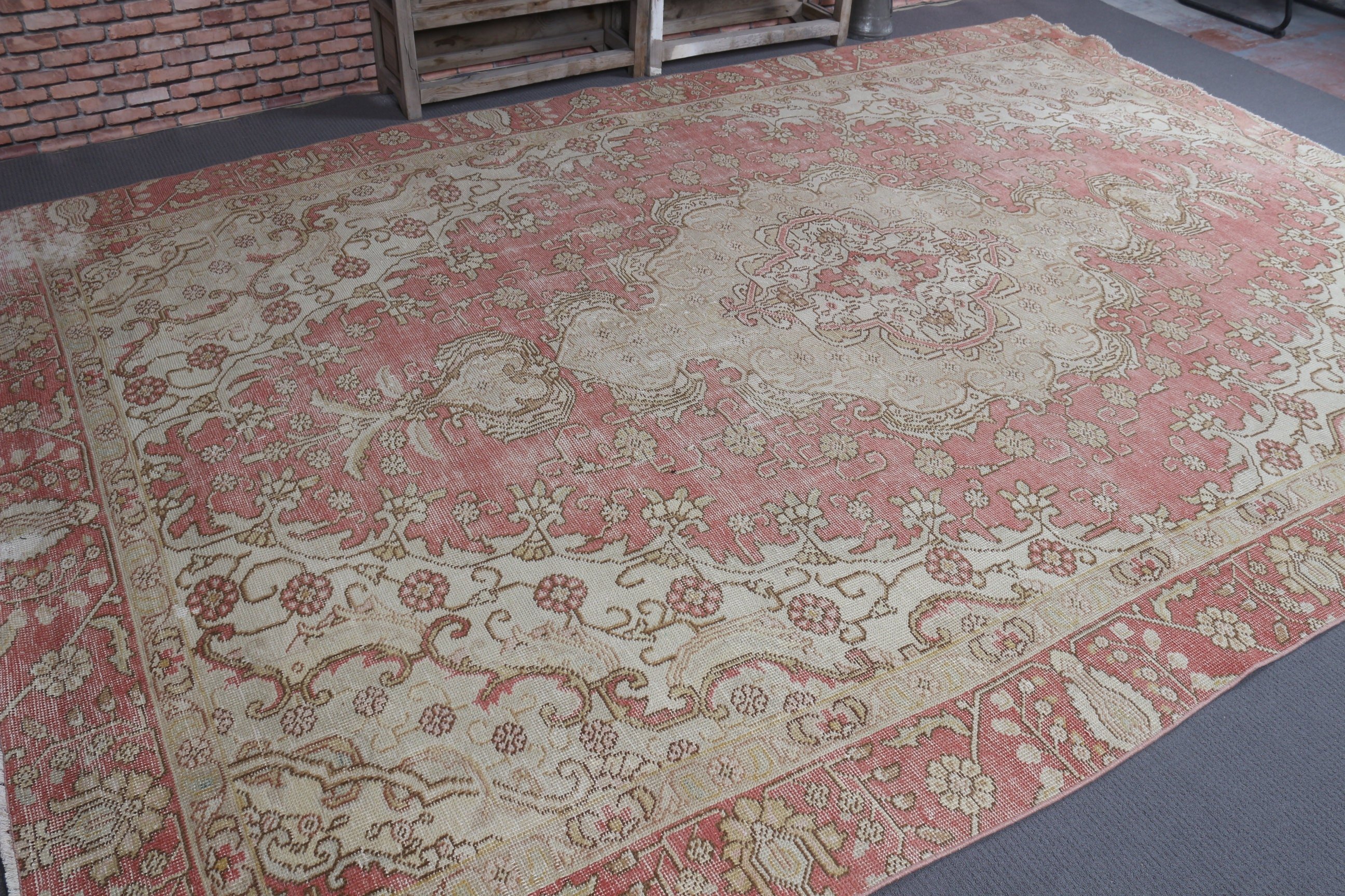 Dining Room Rug, Red Wool Rug, Cool Rug, Turkish Rugs, Vintage Rug, Art Rugs, Antique Rug, Saloon Rugs, 8.4x12.3 ft Oversize Rug, Old Rug