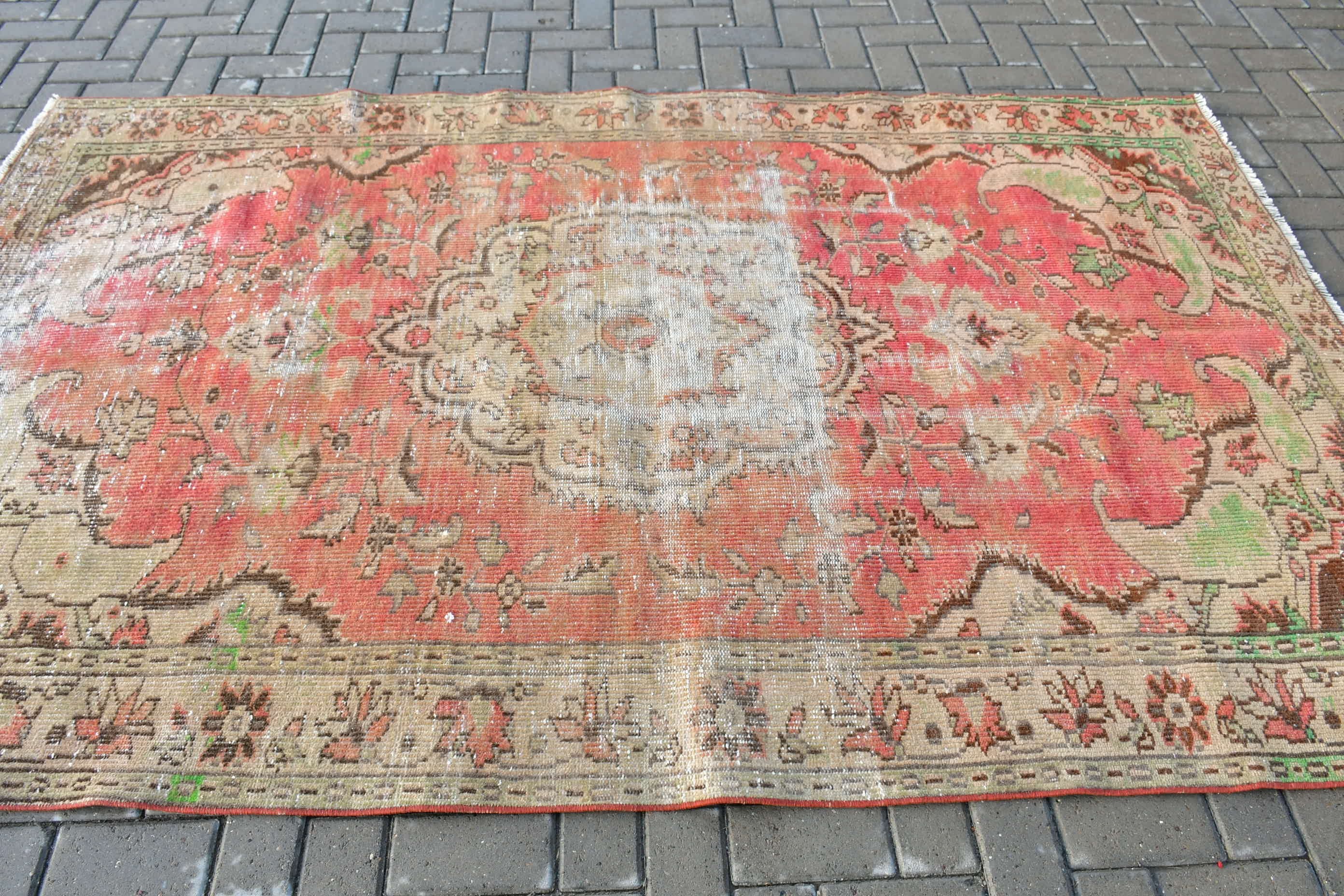 Vintage Halı, Türk Halısı, Fas Halısı, 5.3x8.5 ft Büyük Halı, Soluk Halı, Salon Halıları, Kırmızı Yatak Odası Halıları, Yemek Odası Halısı, Mutfak Halıları