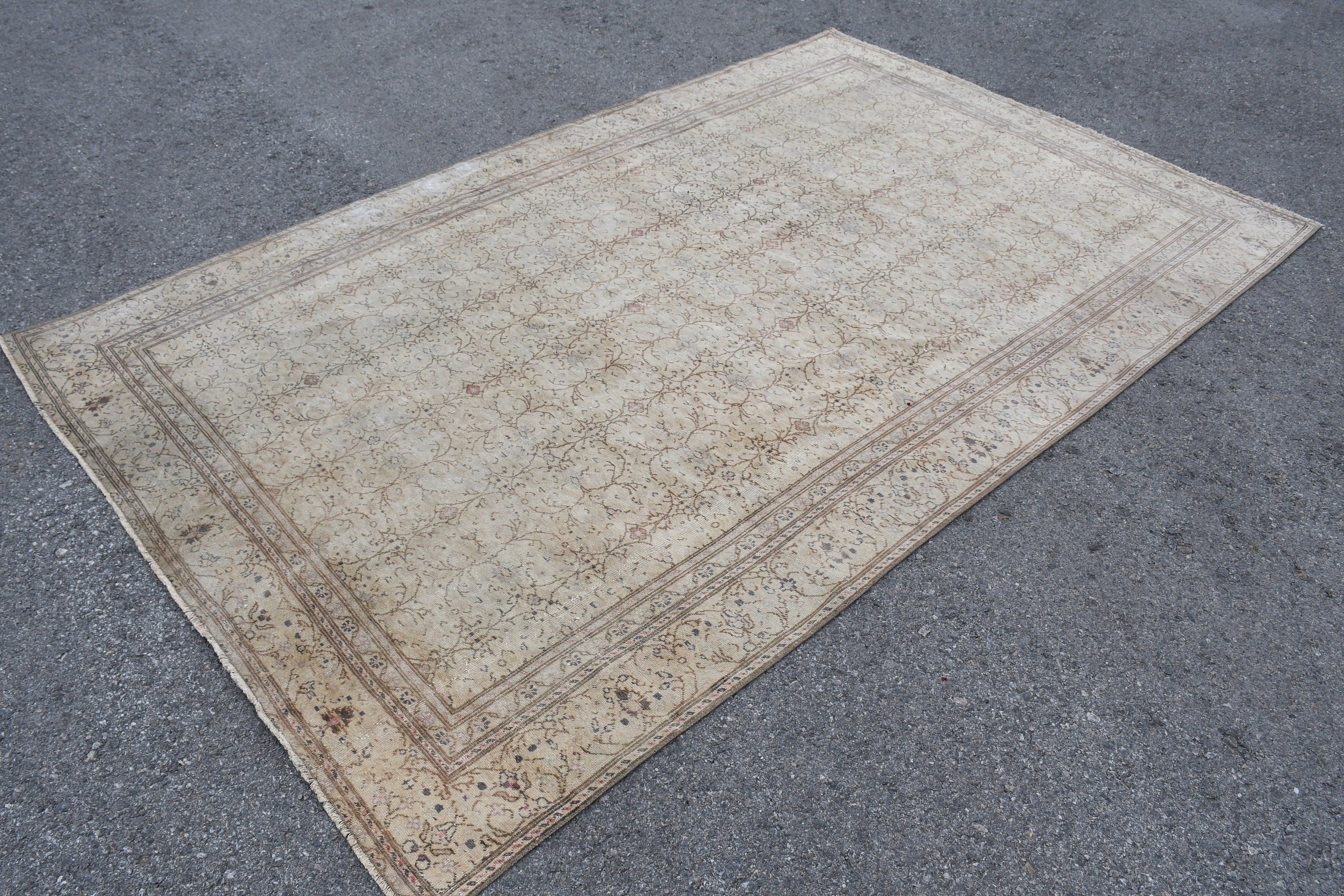 Bedroom Rug, Turkish Rug, Beige Home Decor Rug, Vintage Rug, Moroccan Rug, Dorm Rug, Living Room Rug, Home Decor Rug, 5.9x9.6 ft Large Rug