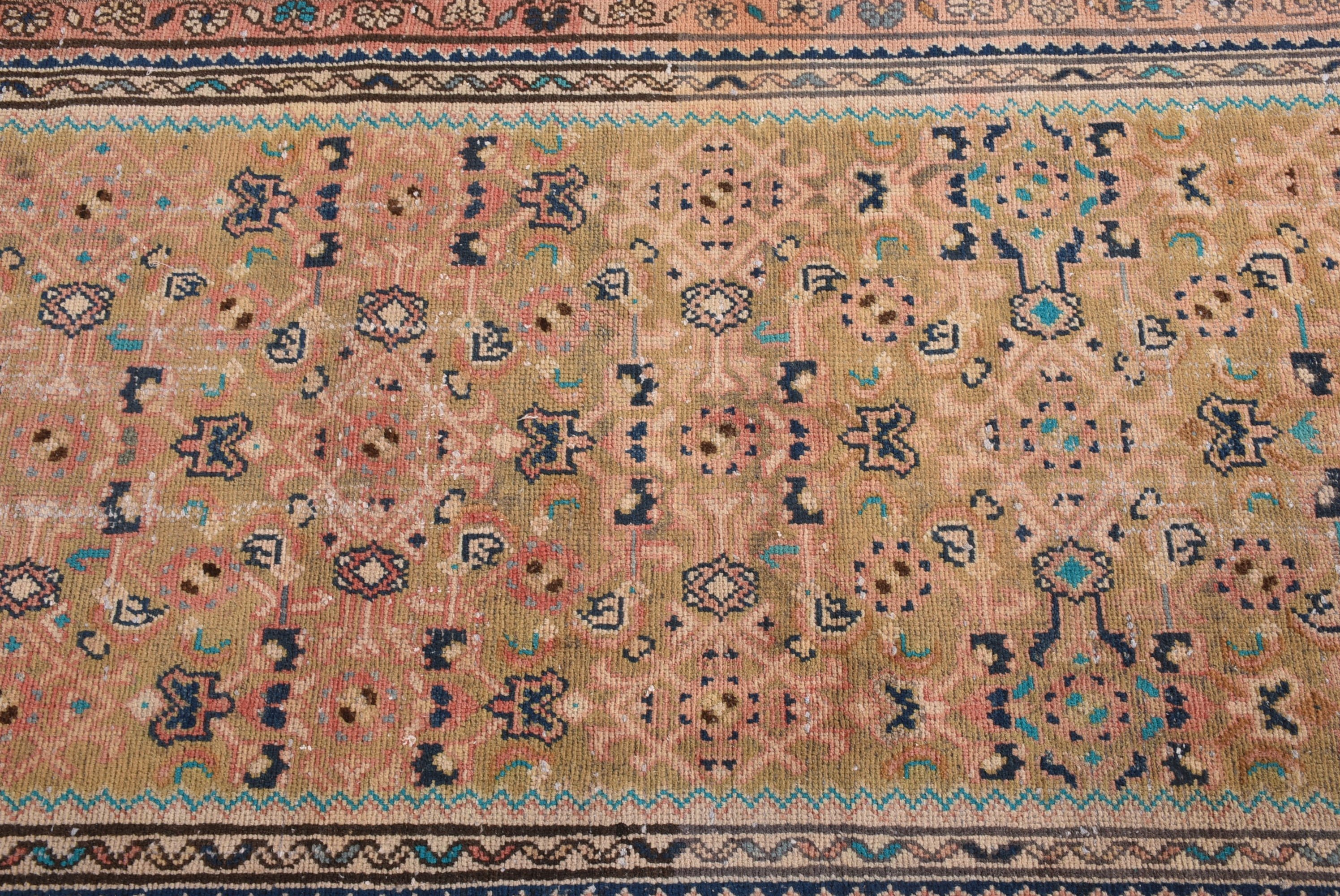 2.8x9.2 ft Yolluk Halıları, Türk Halıları, Vintage Halı, Merdiven Halıları, Geometrik Halı, Yeşil Geometrik Halılar, Düz Dokuma Halılar, Mutfak Halısı