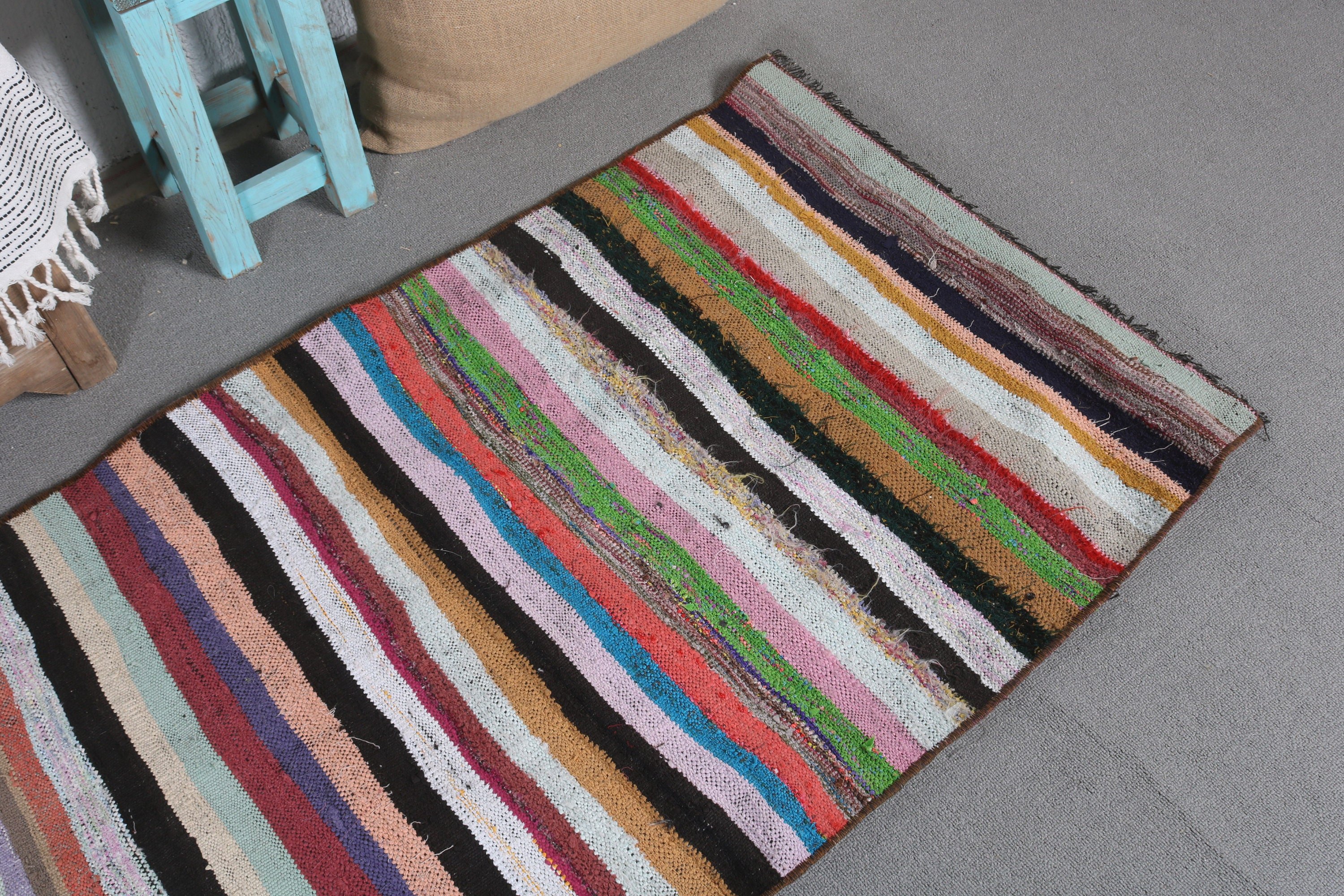 2.5x7.2 ft Yolluk Halıları, Kilim, Gökkuşağı Ev Dekorasyonu Halısı, Koridor Halısı, Anadolu Halısı, Vintage Halılar, Türk Halıları, Oryantal Halı, Merdiven Halıları