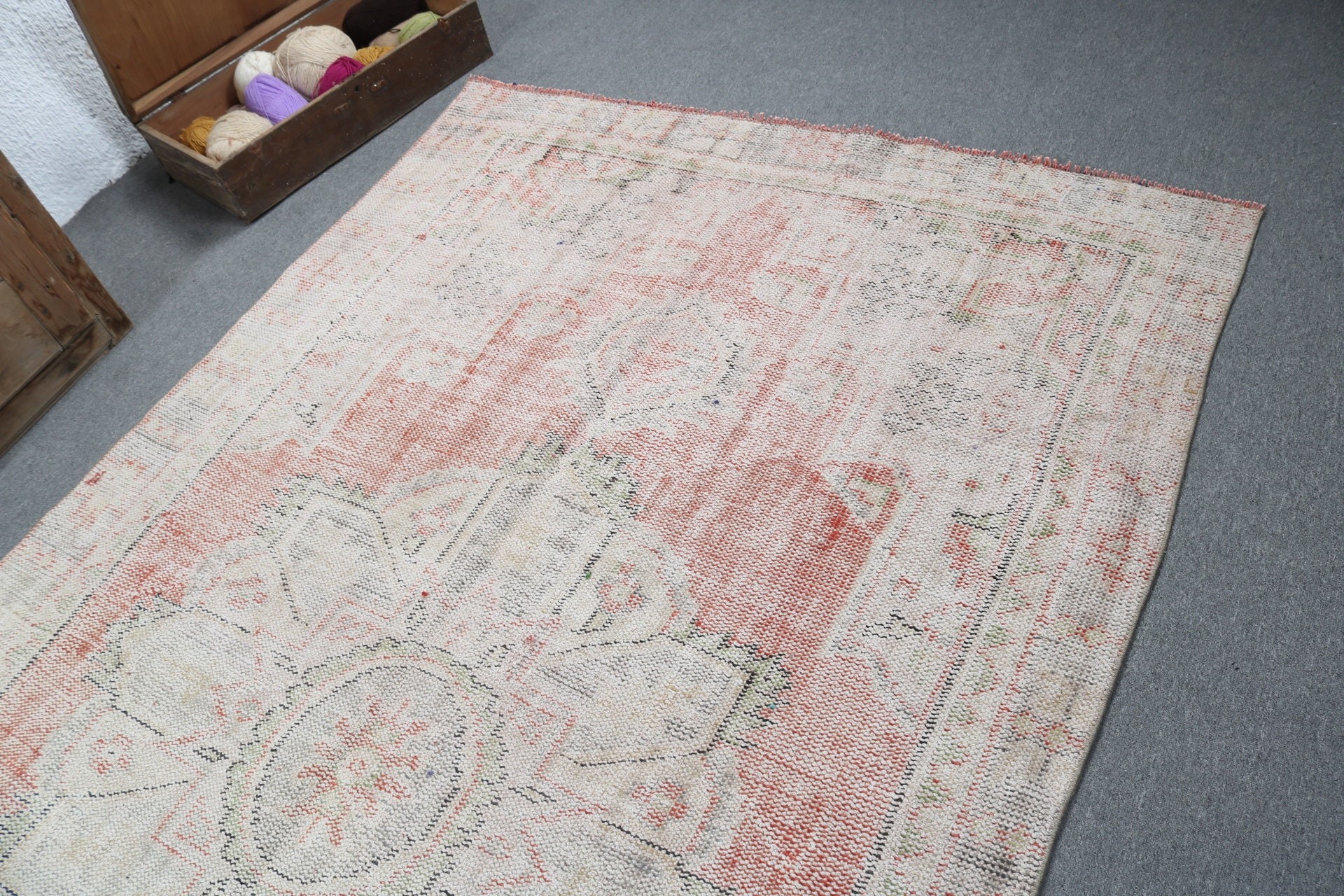 Floor Rug, Beige Anatolian Rugs, Large Boho Rug, Oushak Rugs, Turkish Rugs, 5.6x9.5 ft Large Rugs, Vintage Rug, Bedroom Rug, Flatweave Rug