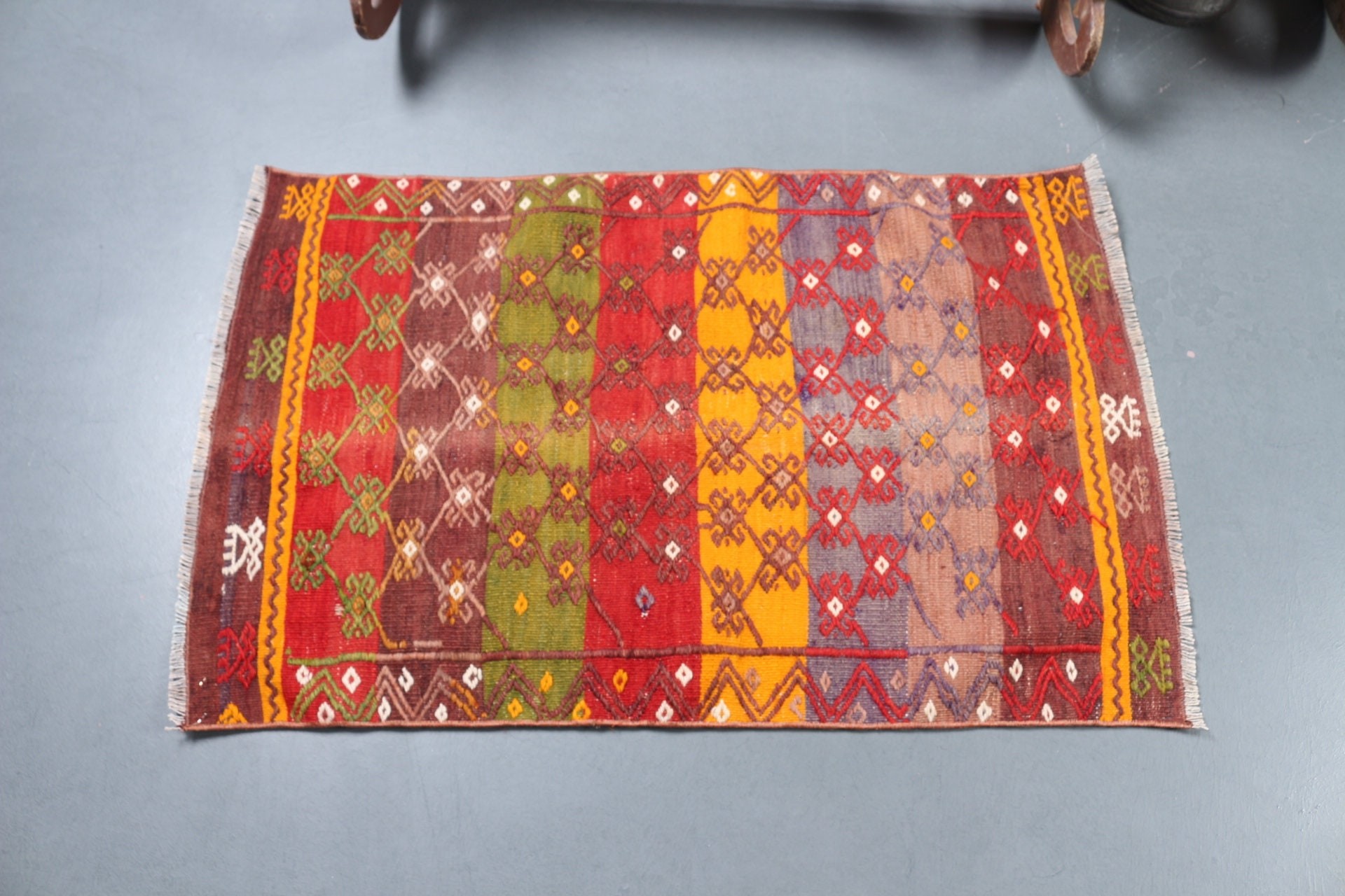 Vintage Halı, Kilim, Türk Halısı, Duvara Asılı Halı, Yün Halılar, Kırmızı Oushak Halıları, Giriş Halısı, Sevimli Halı, Fas Halısı, 2.3x3.6 ft Küçük Halı