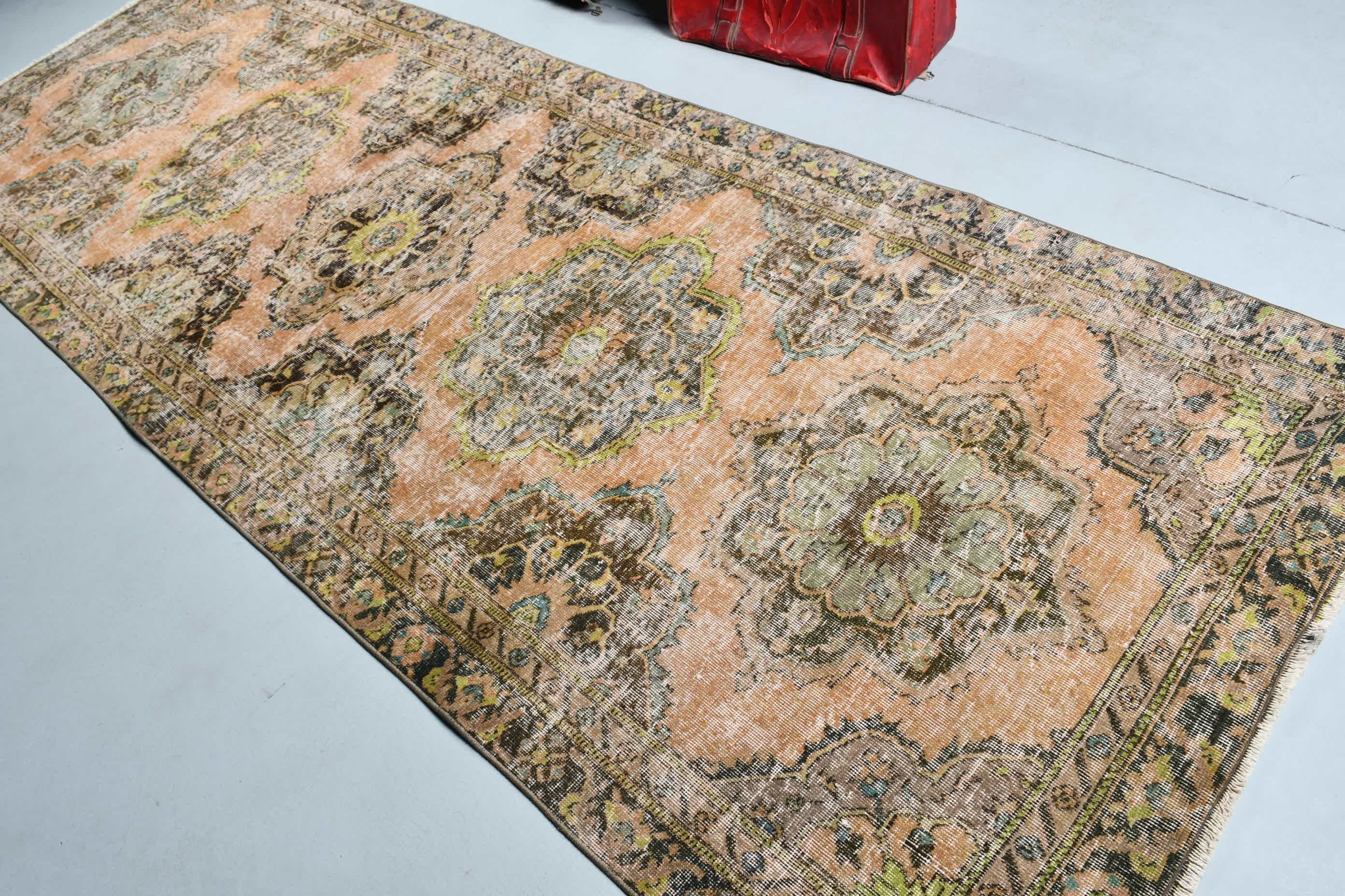 Vintage Rug, Bedroom Rug, Turkish Rug, Orange Oriental Rug, Antique Rug, Hand Woven Rug, 4.2x11.3 ft Runner Rug, Rugs for Stair, Stair Rugs