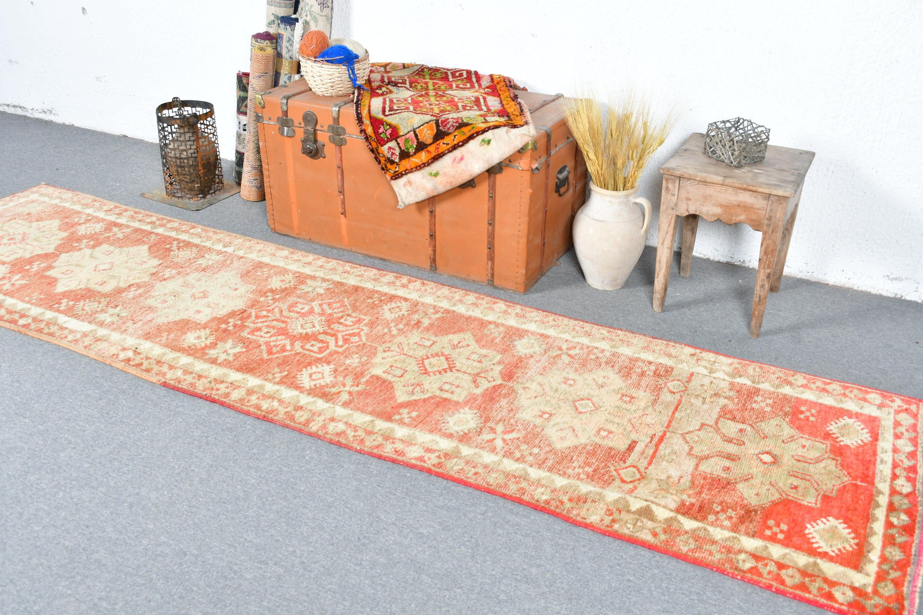 Hallway Rugs, Dorm Rug, Vintage Rug, 2.7x10.3 ft Runner Rug, Rugs for Hallway, Turkish Rugs, Kitchen Rugs, Brown Cool Rug