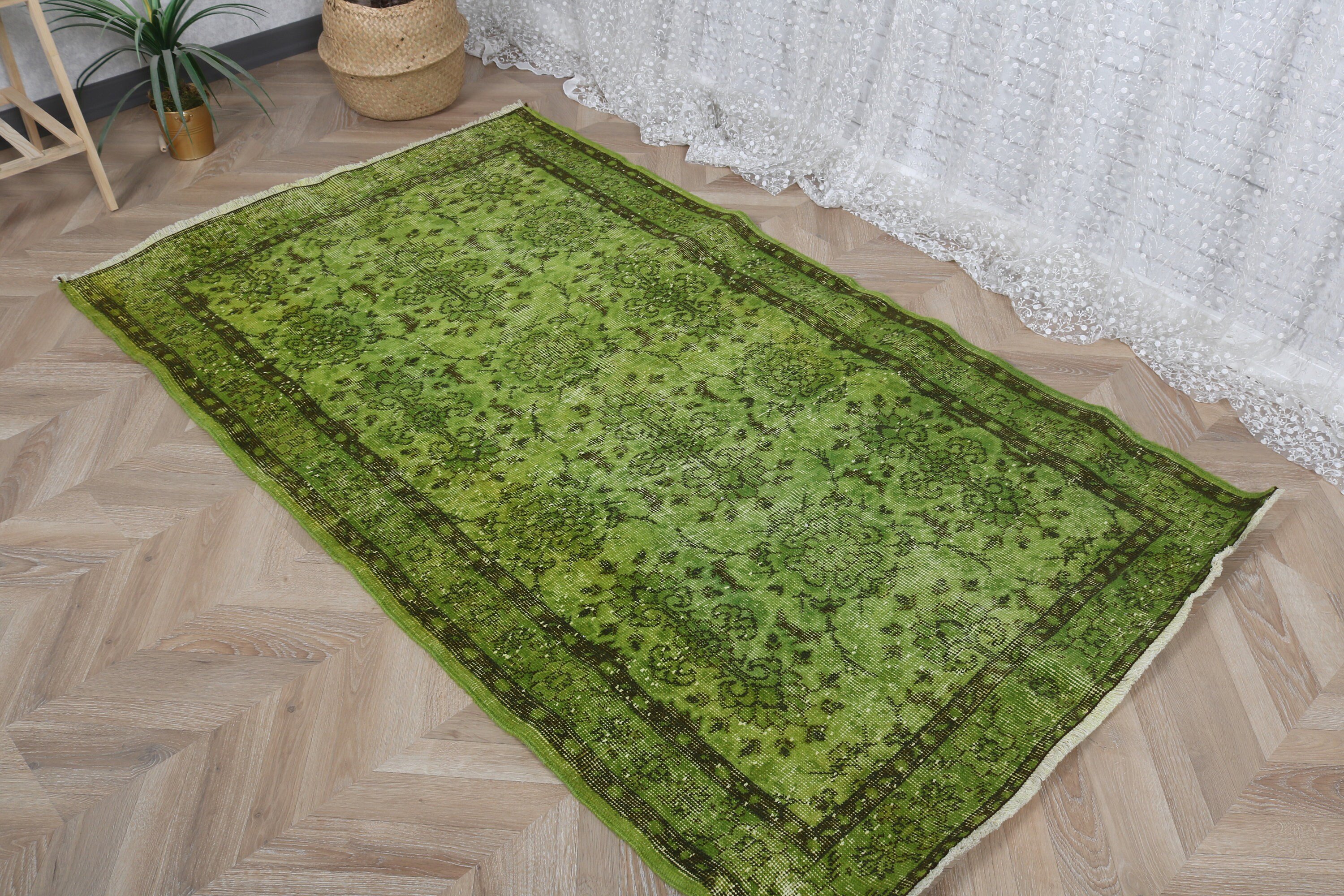 Turkish Rugs, 3.7x6.2 ft Accent Rugs, Green Boho Rug, Bedroom Rugs, Decorative Rugs, Vintage Rugs, Rugs for Accent, Statement Rug