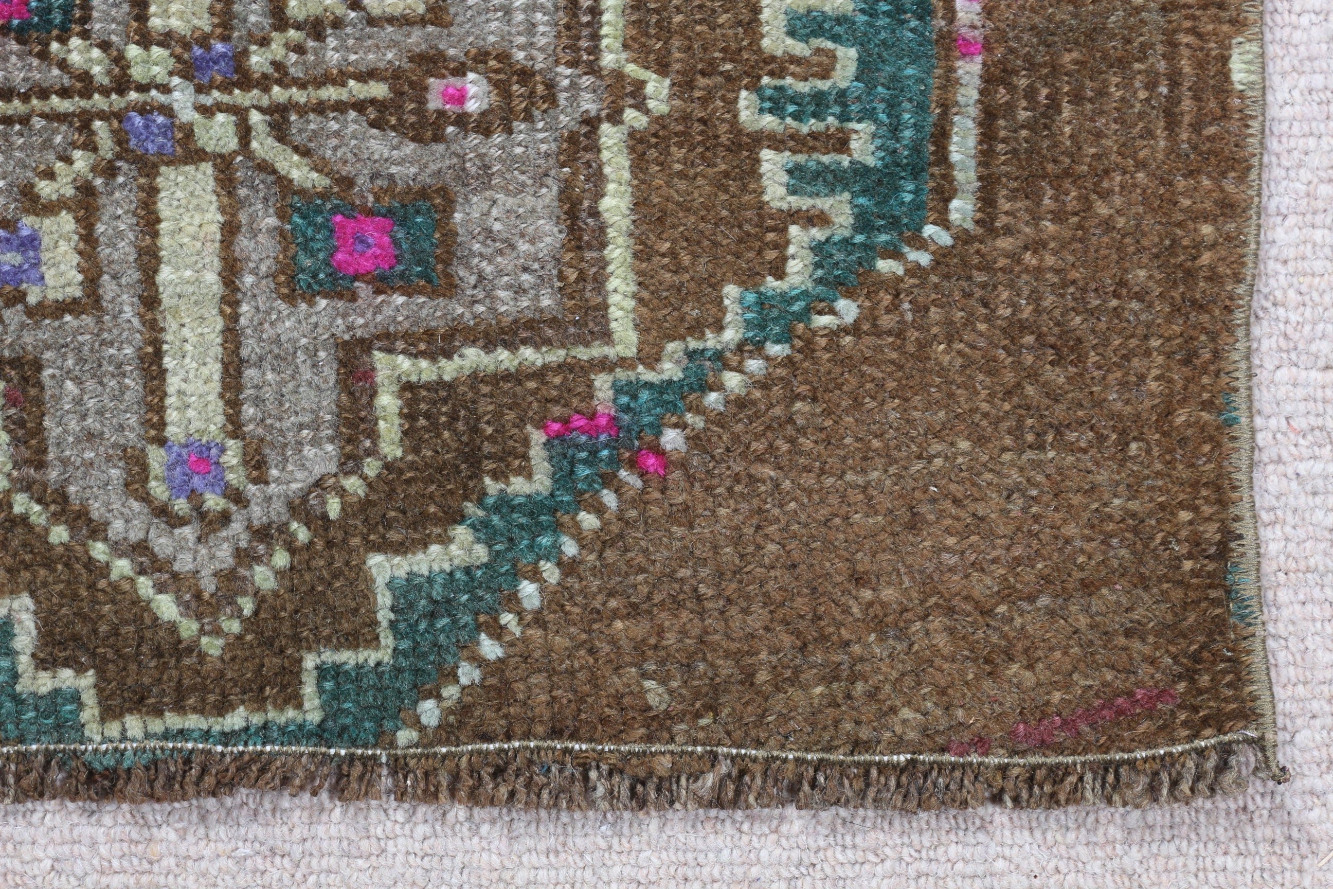 Brown Wool Rug, Rugs for Bathroom, Turkish Rugs, Car Mat Rugs, Moroccan Rug, 1.6x2.3 ft Small Rug, Vintage Rug, Bath Rug