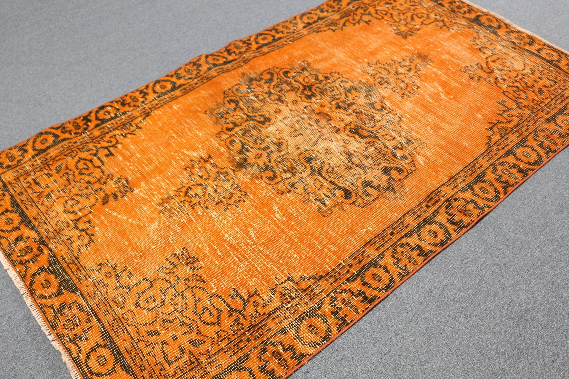 Retro Rug, Vintage Rug, Orange Home Decor Rug, Oushak Rug, Nursery Rug, Home Decor Rugs, Turkish Rug, Entry Rug, 3.7x6.4 ft Accent Rug