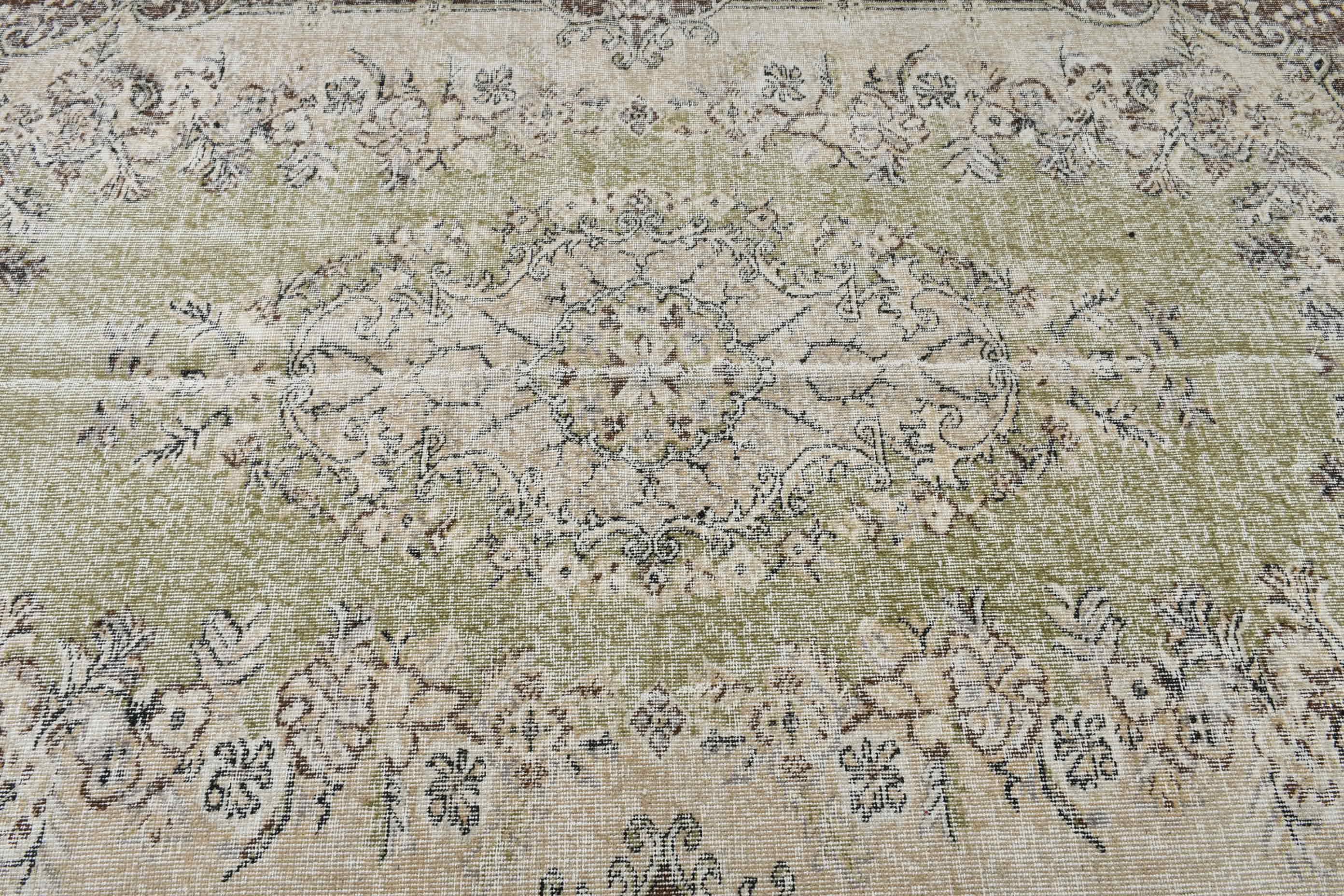 Oushak Halı, Vintage Halı, Yeşil Oushak Halı, Sevimli Halılar, Yemek Odası Halıları, 5.4x8.7 ft Büyük Halılar, Salon Halıları, Yatak Odası Halısı, Türk Halıları