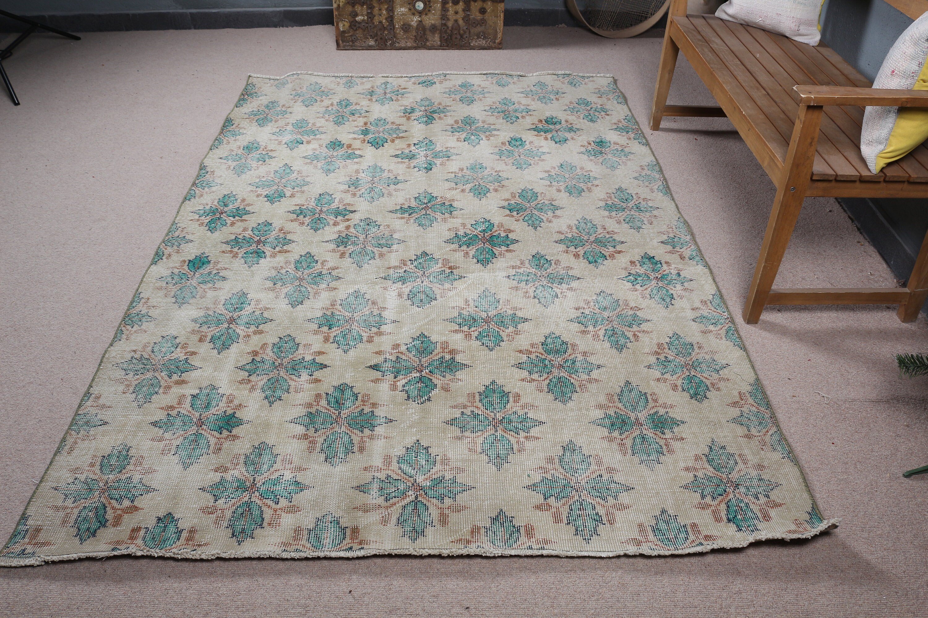 5.3x8.1 ft Large Rug, Oriental Rug, Vintage Decor Rug, Wool Rugs, Beige Kitchen Rug, Dining Room Rug, Turkish Rugs, Salon Rugs, Vintage Rug