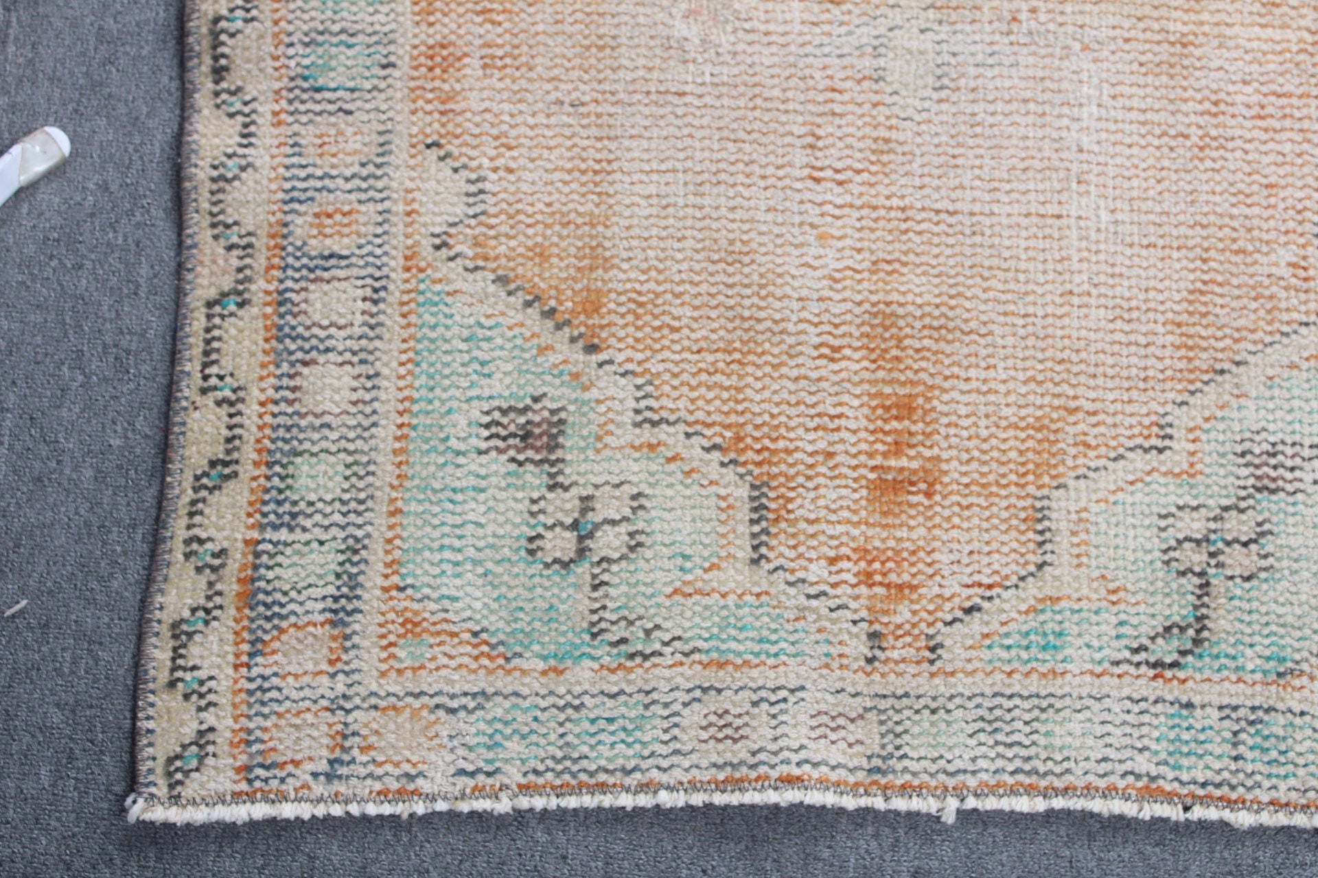 Turkish Rugs, Distressed Rug, Orange  2.4x4.5 ft Small Rug, Vintage Rug, Door Mat Rugs, Kitchen Rug, Wool Rugs, Bedroom Rugs