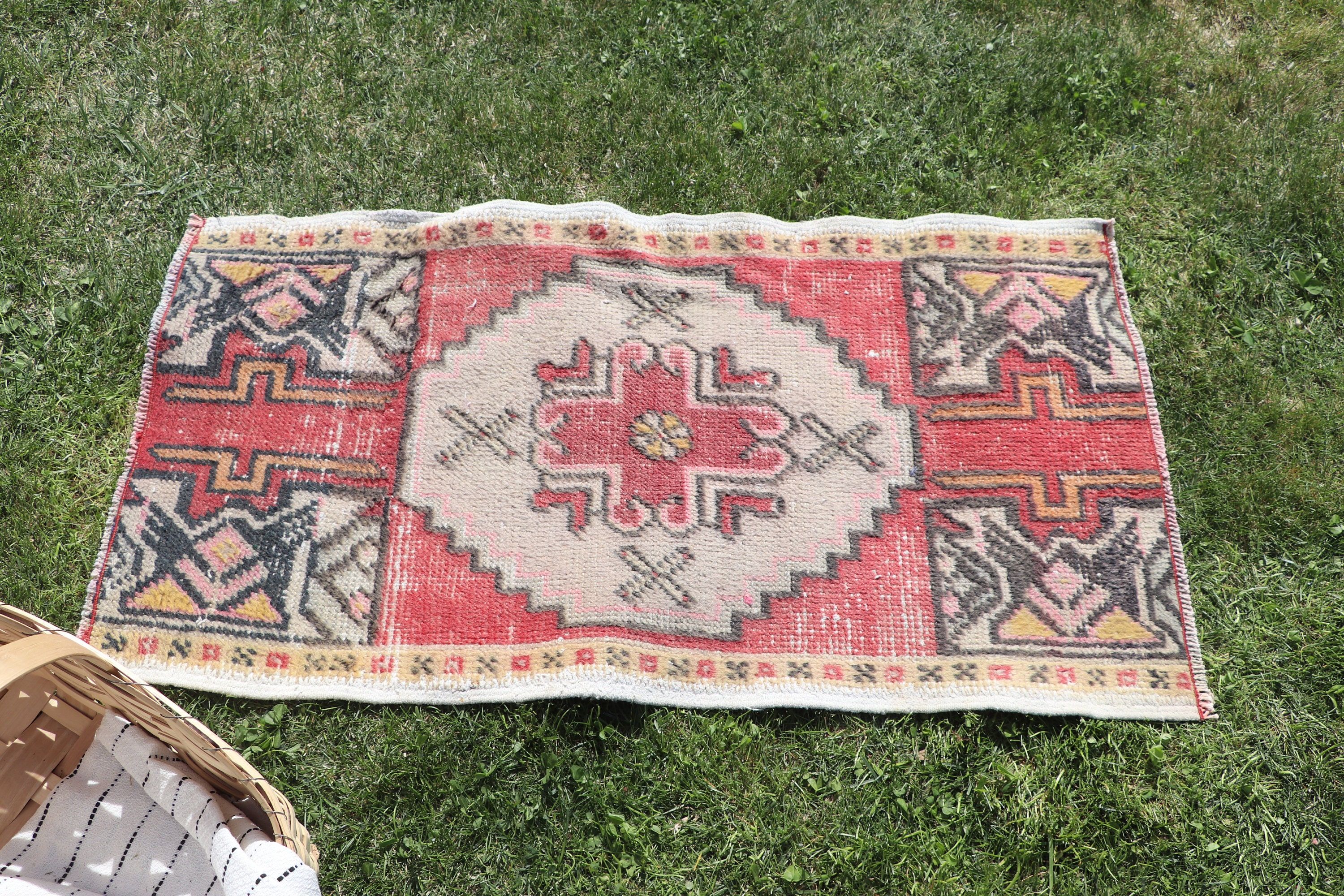 Statement Rugs, Turkish Rugs, Cool Rugs, Red Cool Rug, Rugs for Nursery, 1.6x3 ft Small Rug, Car Mat Rug, Kitchen Rugs, Vintage Rugs