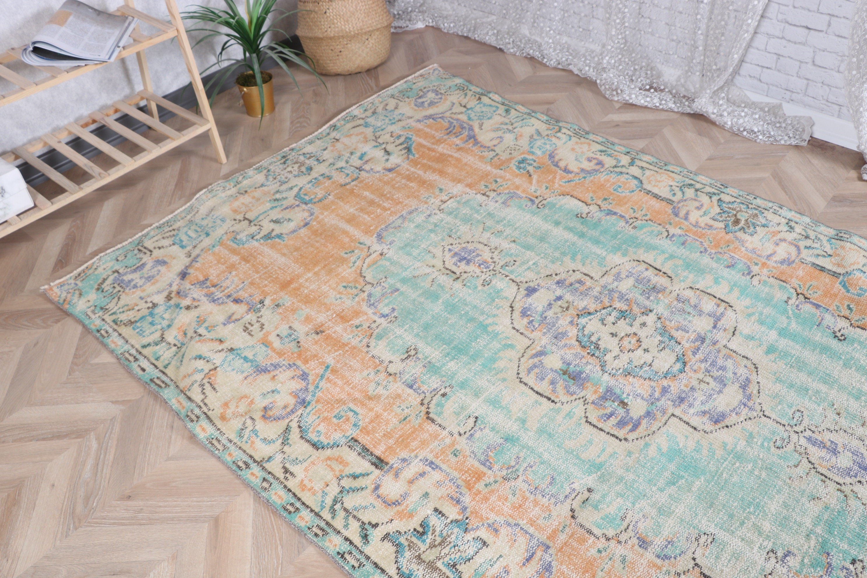 Statement Rugs, Green Floor Rug, Large Boho Rugs, 5.2x8.5 ft Large Rugs, Handwoven Rug, Vintage Rugs, Office Rug, Salon Rugs, Turkish Rugs