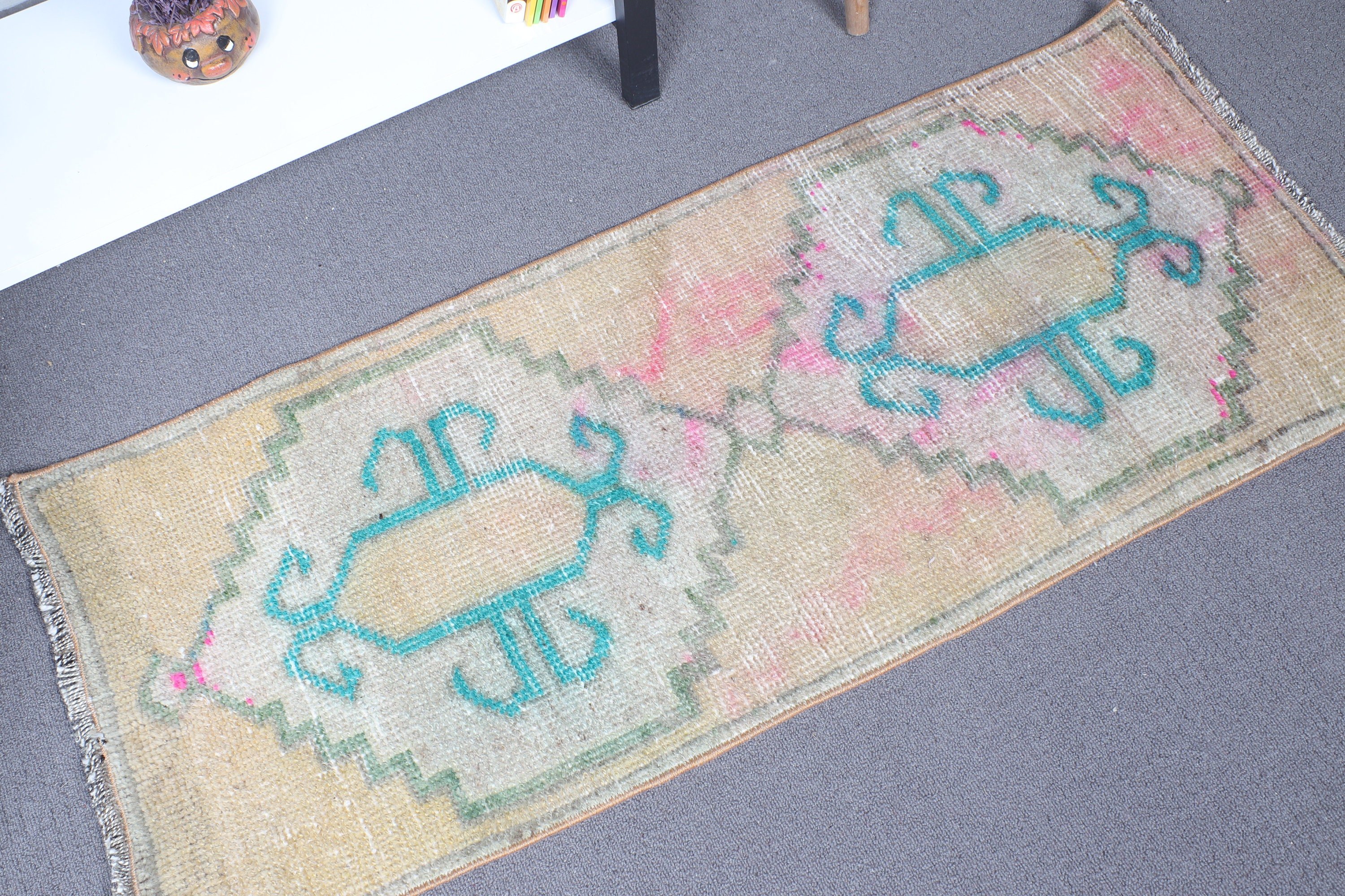 Vintage Rugs, Moroccan Rugs, Boho Rug, Brown Neutral Rugs, Nursery Rug, Kitchen Rug, 1.5x3.5 ft Small Rugs, Small Area Rugs, Turkish Rugs