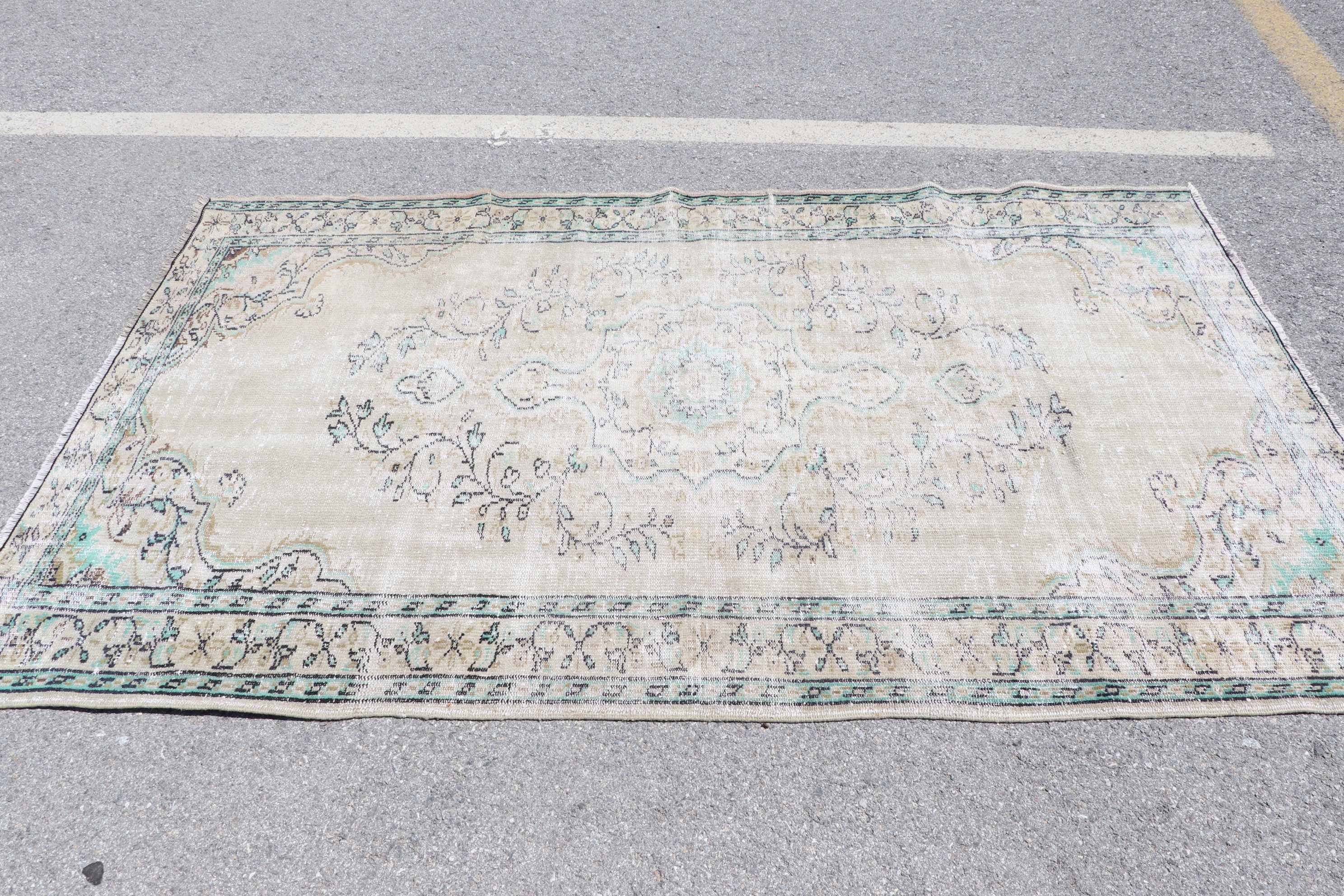 Dining Room Rugs, 5.2x8.3 ft Large Rug, Turkish Rug, Vintage Rugs, Art Rug, Beige Oushak Rugs, Bedroom Rug, Oriental Rugs, Living Room Rugs