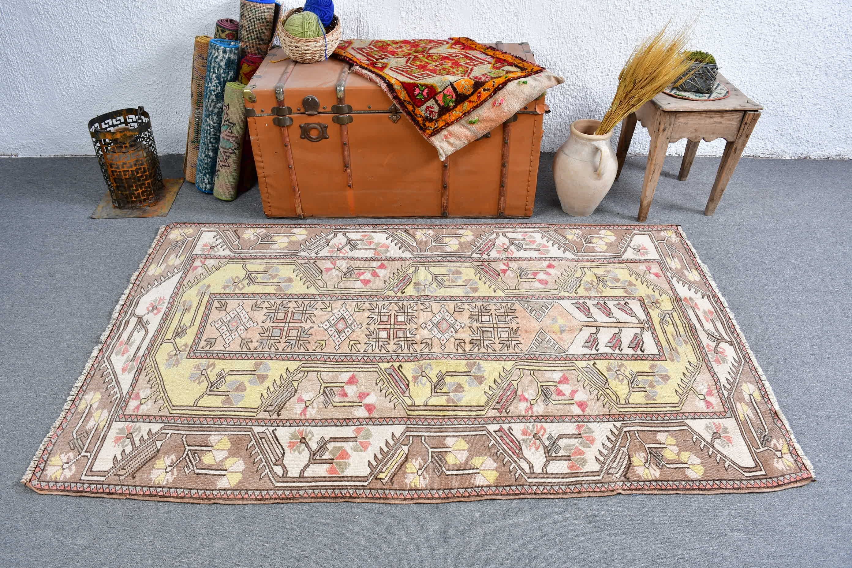 Giriş Halısı, 3,8x6,1 ft Aksan Halıları, Estetik Halı, Vintage Halılar, Yatak Odası Halısı, Oushak Halısı, Türk Halısı, Mutfak Halıları, Oryantal Halılar