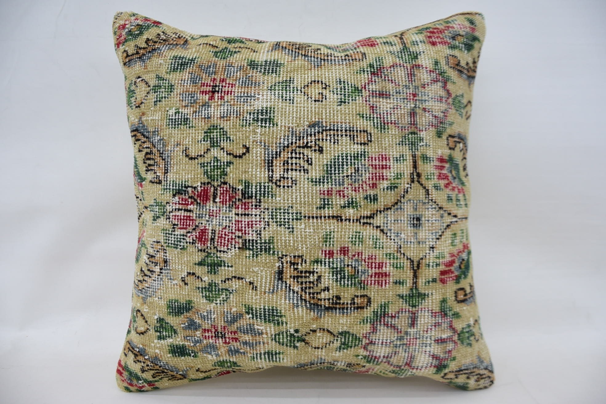 Vintage Kilim Throw Pillow, Pillow for Couch, Interior Designer Pillow, 24"x24" Beige Pillow Cover, Tribal Pillow Sham