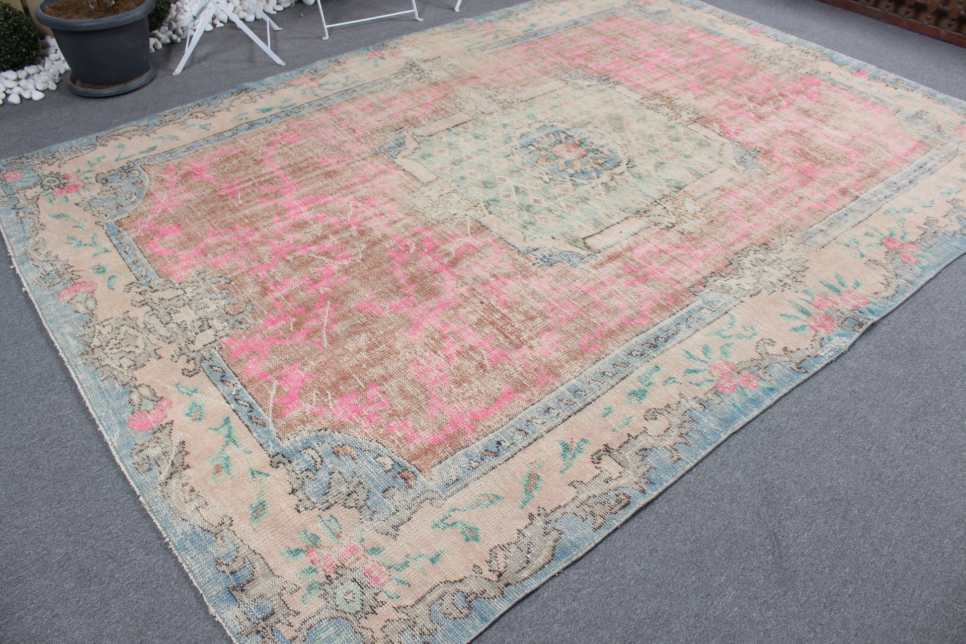 Home Decor Rug, Salon Rug, Turkish Rugs, Floor Rug, Vintage Rug, Green Anatolian Rug, Living Room Rug, 7.2x10.6 ft Oversize Rugs, Cool Rug