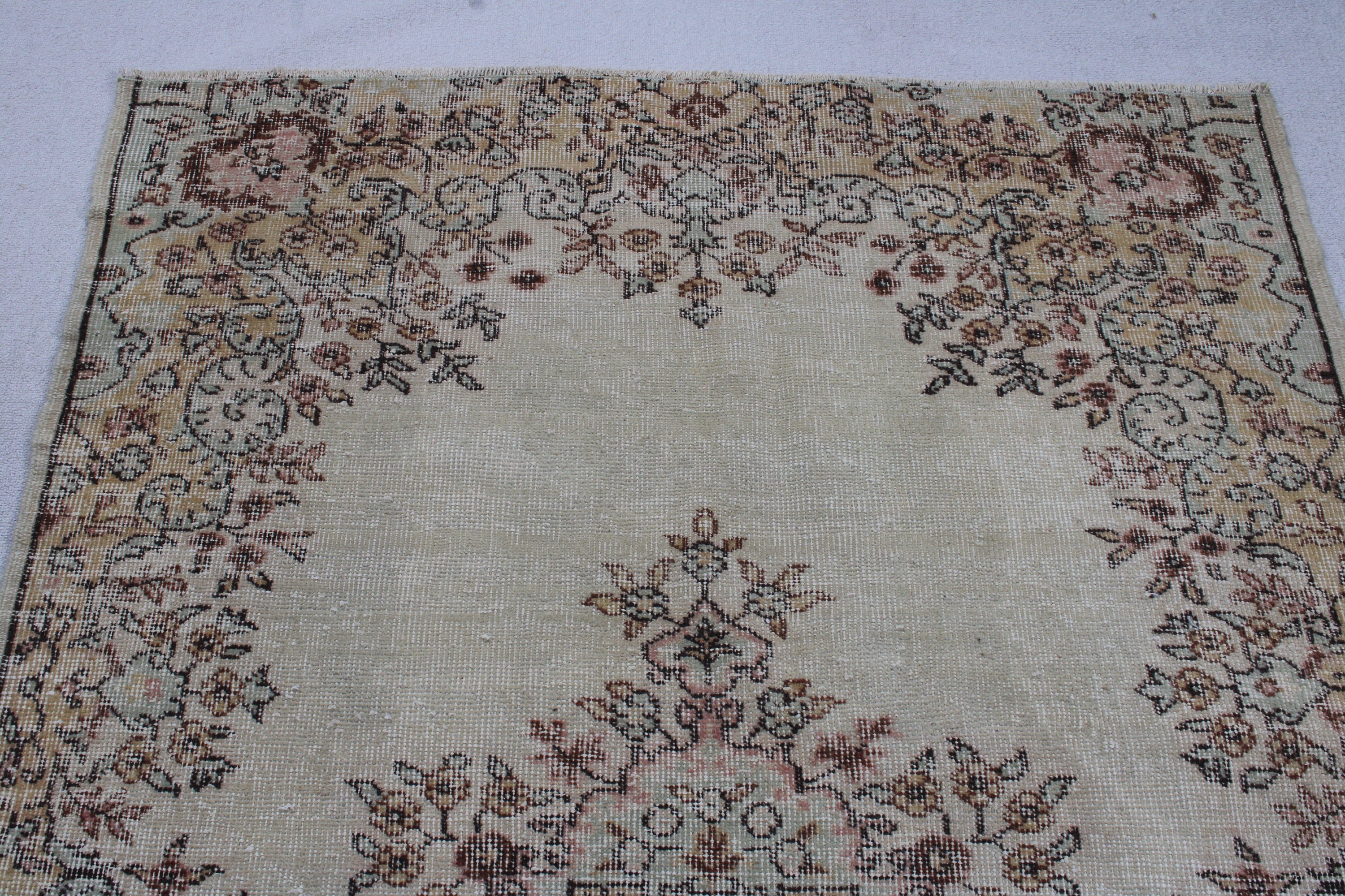 Vintage Decor Rugs, Vintage Rug, 4.3x7.4 ft Area Rug, Beige Moroccan Rugs, Floor Rug, Nursery Rug, Oushak Rugs, Turkish Rug