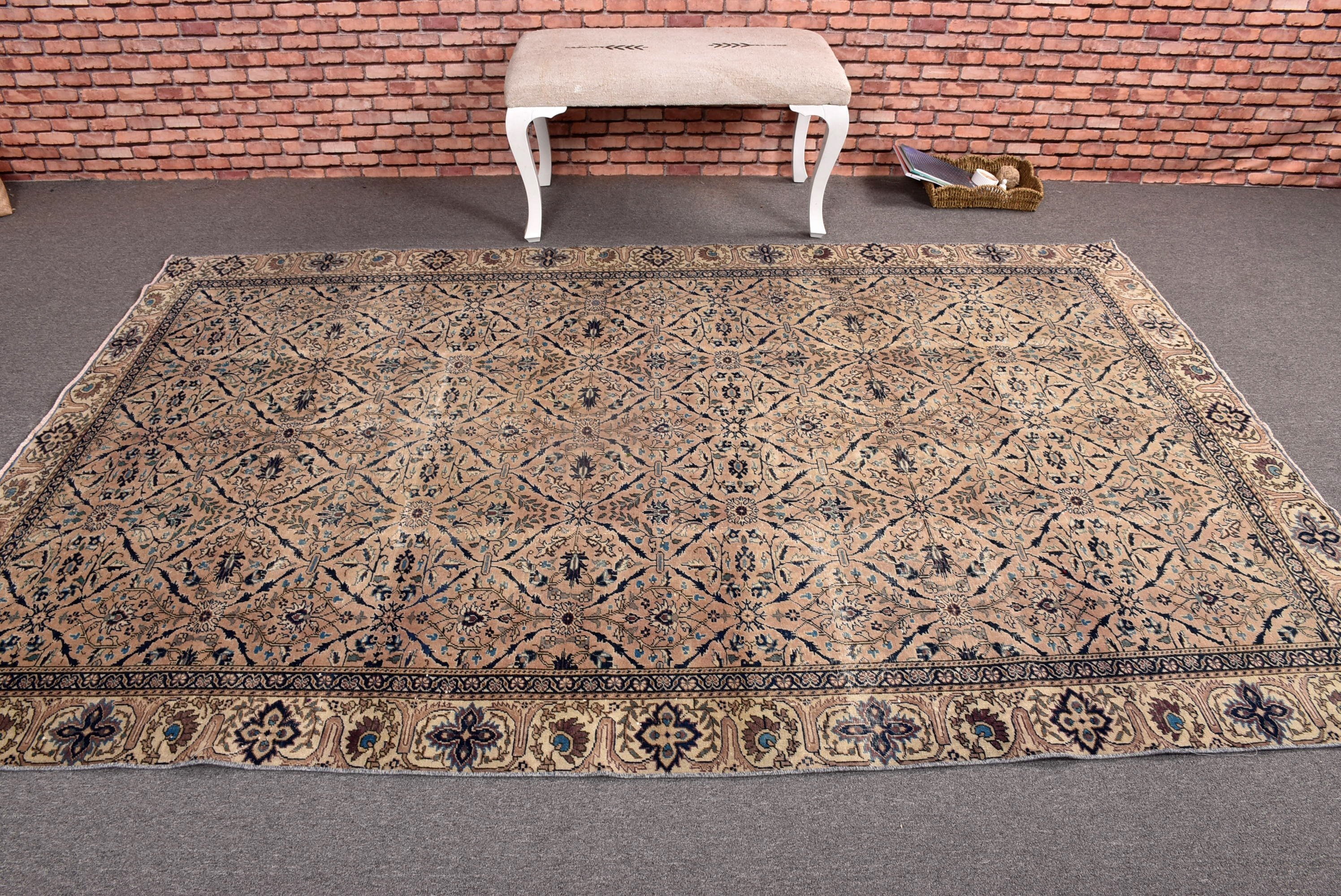 Vintage Halılar, Bej Yer Halıları, Oturma Odası Halıları, Türk Halısı, Ev Dekorasyonu Halıları, Boho Halısı, Yemek Odası Halıları, Harika Halılar, 5,9x8,9 ft Büyük Halı