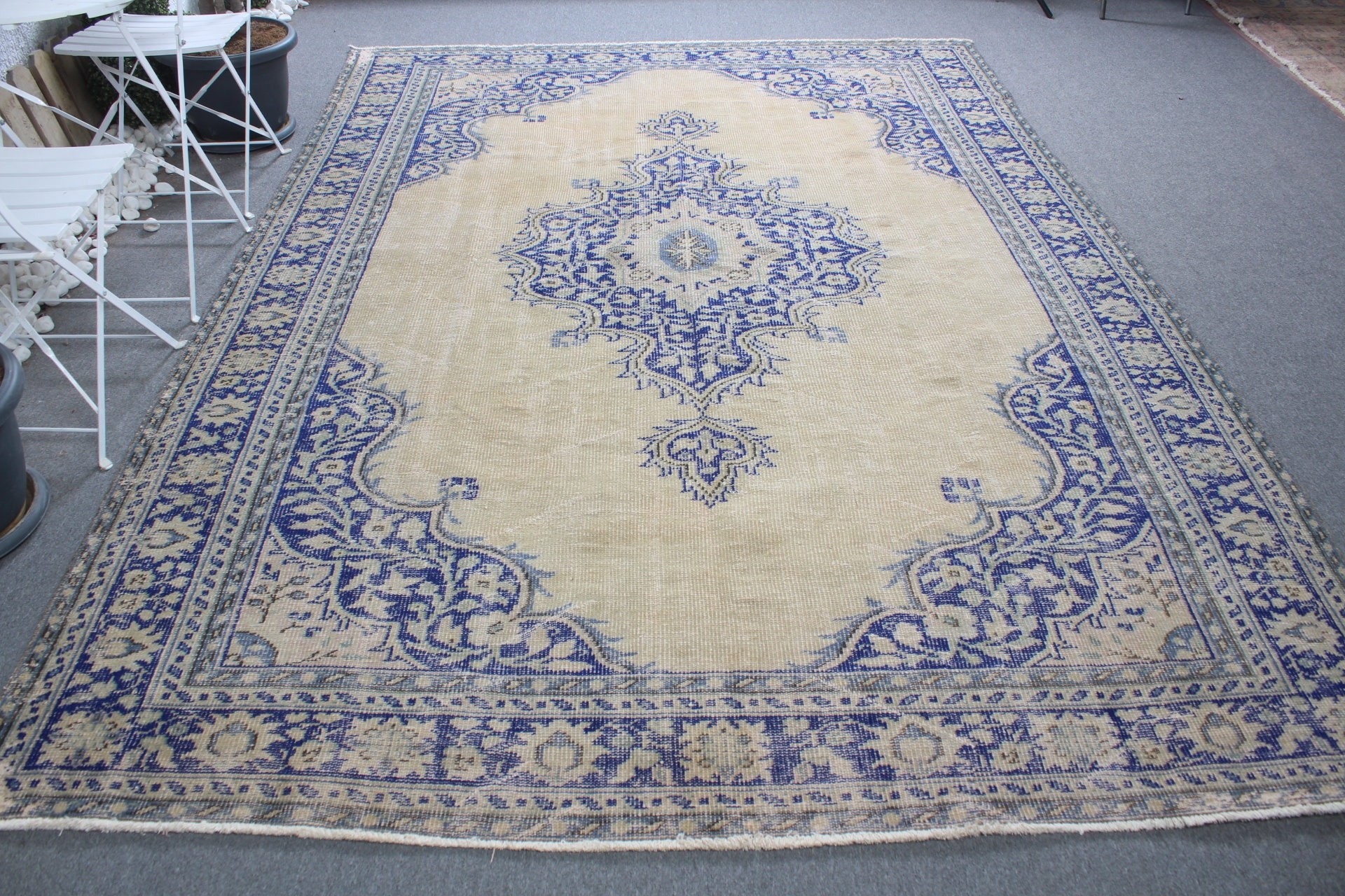 Boho Rug, Anatolian Rug, Saloon Rug, Beige Bedroom Rug, Vintage Rug, Moroccan Rug, Turkish Rugs, 7.4x10.4 ft Oversize Rug, Dining Room Rug