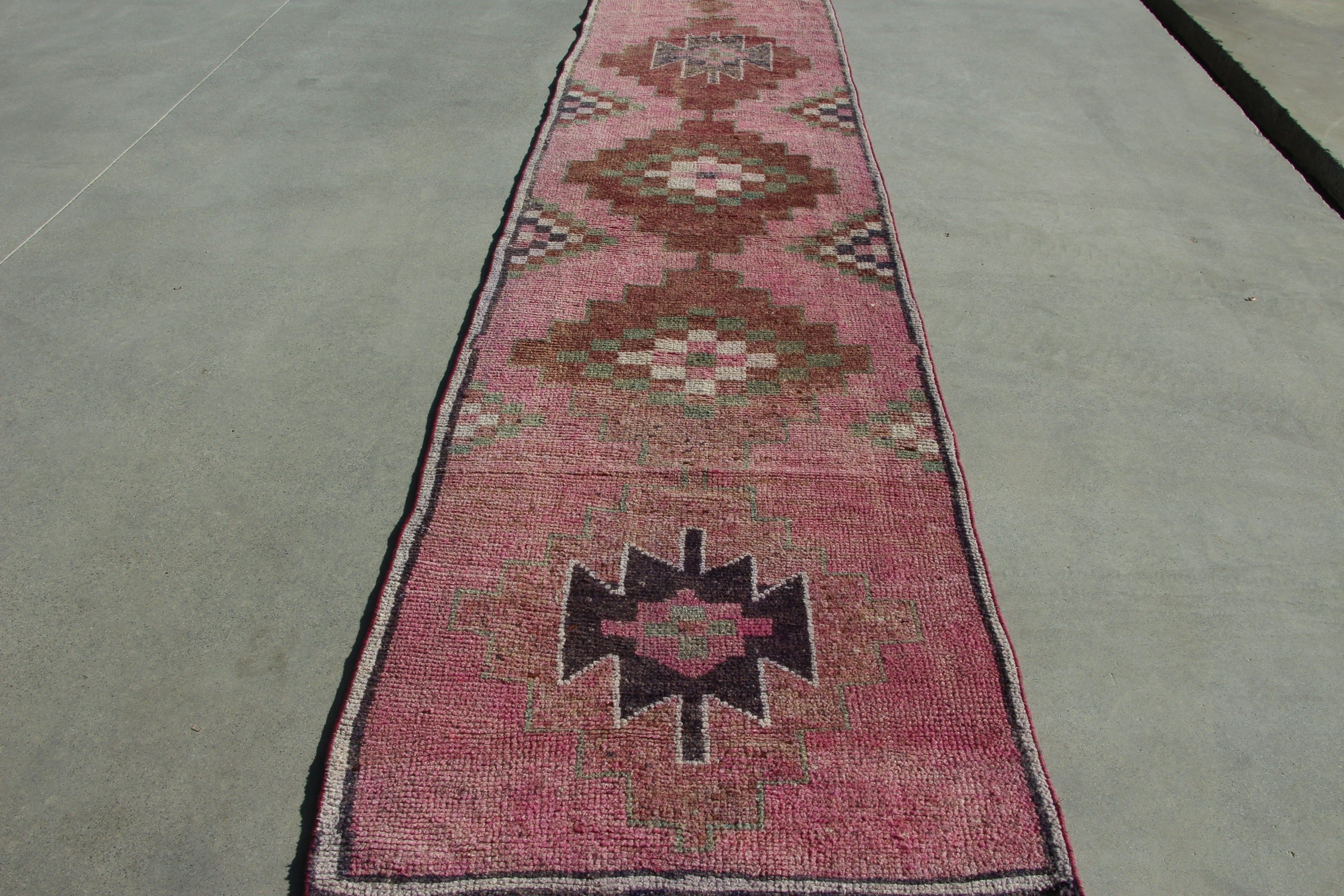 Pink Luxury Rugs, Cool Rug, 2.9x12 ft Runner Rugs, Aesthetic Rug, Vintage Rugs, Turkish Rug, Stair Rugs, Kitchen Rug, Corridor Rug