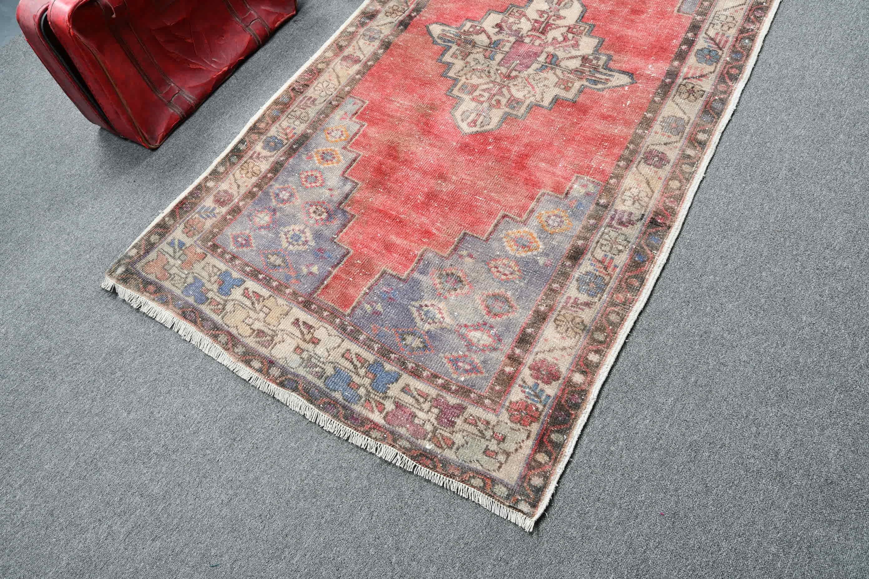 3.6x6.8 ft Area Rugs, Vintage Decor Rug, Antique Rug, Turkish Rug, Oriental Rug, Red Wool Rug, Nursery Rug, Vintage Rug, Living Room Rug