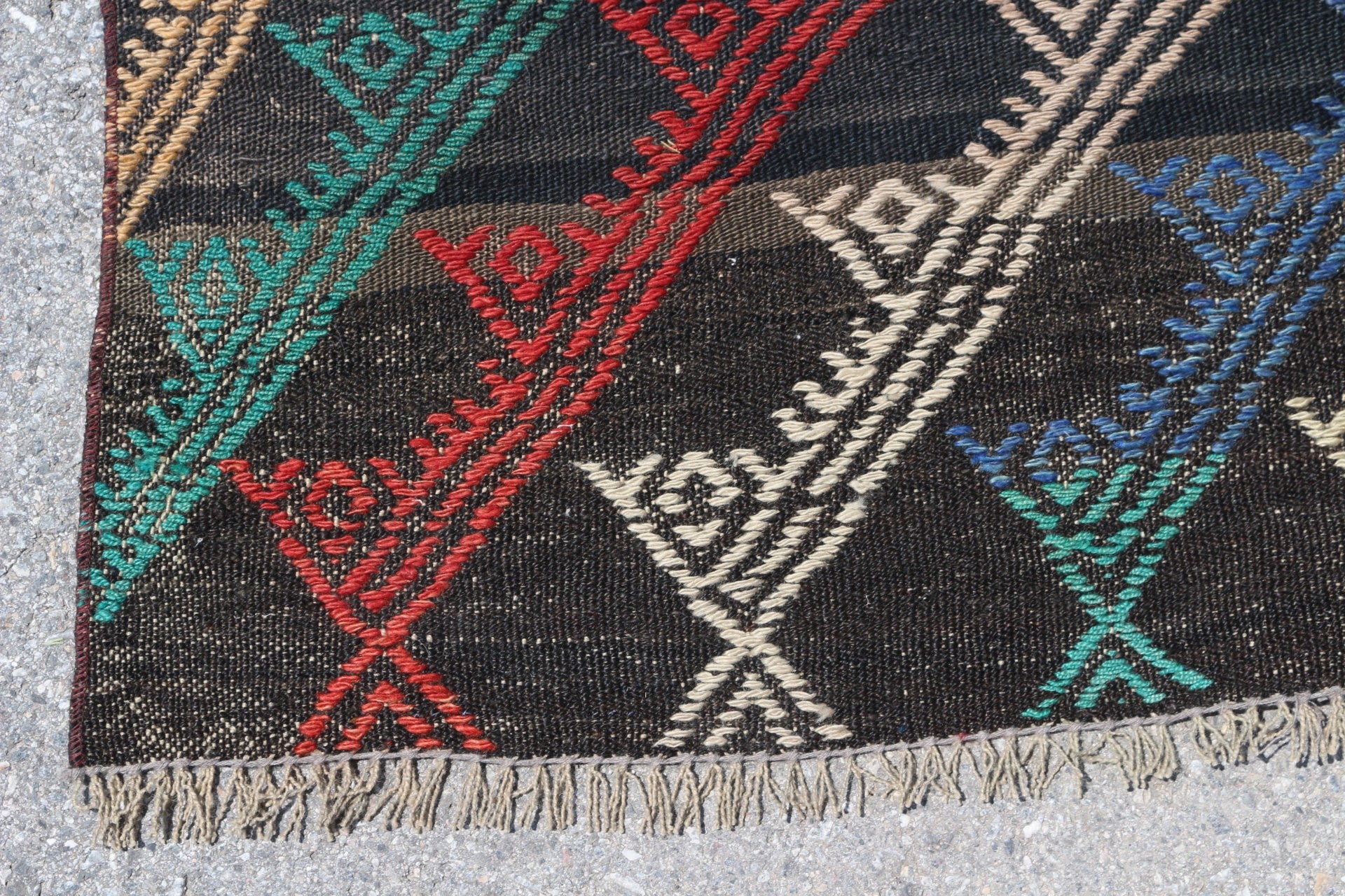 Türk Halısı, Boho Halısı, 2.6x5.8 ft Accent Halısı, Kilim, Mutfak Halısı, Vintage Halı, Kahverengi Zemin Halısı, Giriş Halısı, Çocuk Odası Halıları