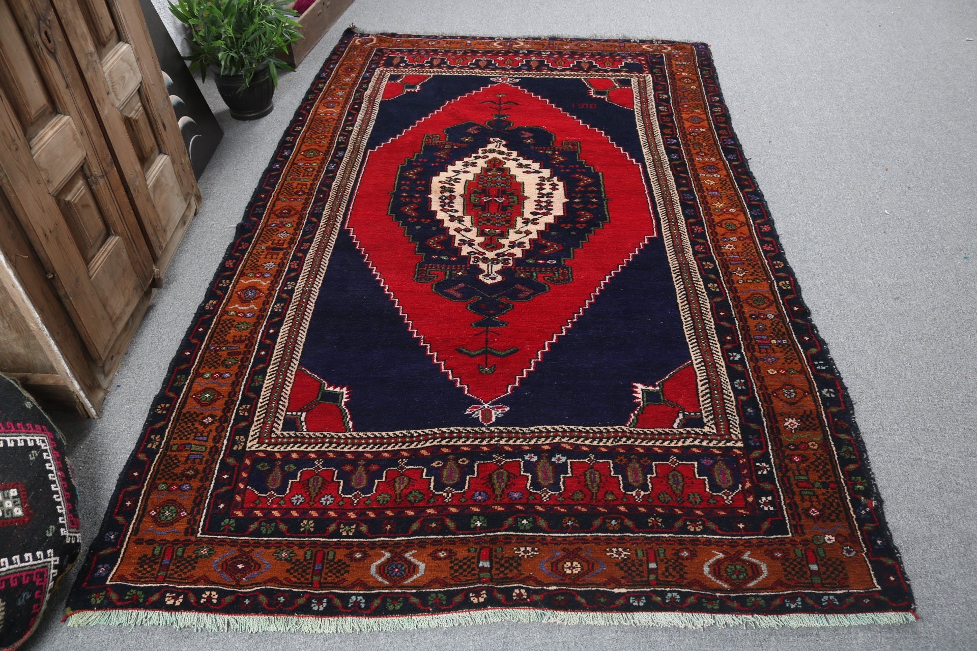 Büyük Vintage Halılar, Türk Halıları, Açıklama Halıları, Mavi Yatak Odası Halıları, Büyük Boho Halıları, Boho Halısı, 5,2x8,1 ft Büyük Halılar, Vintage Halılar