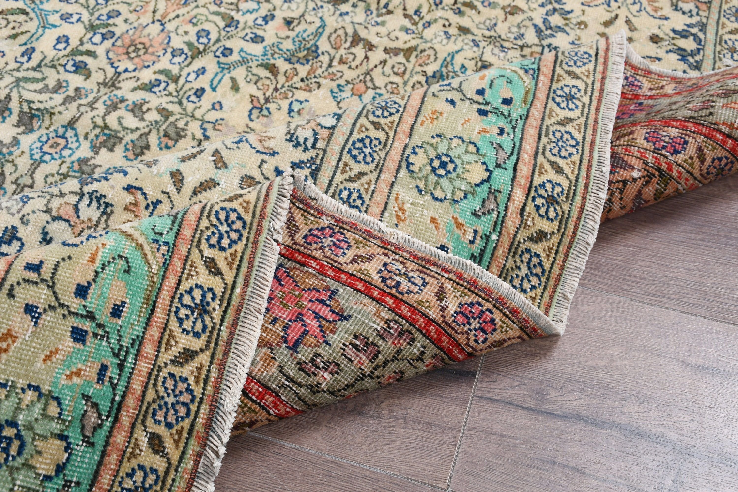 Bej Anadolu Halısı, El Yapımı Halı, Türk Halısı, Vintage Halılar, Salon Halısı, Anadolu Halısı, 6.3x9.6 ft Büyük Halı, Yatak Odası Halıları, Antika Halı