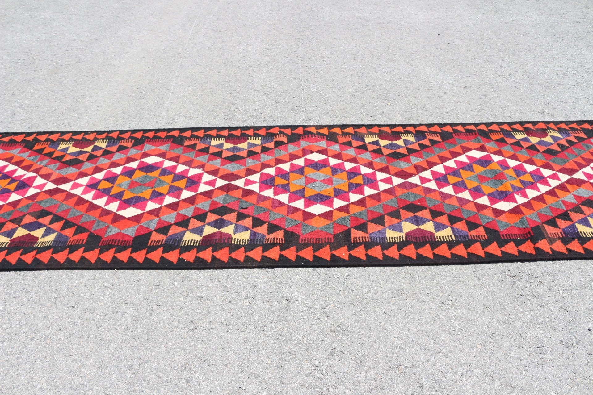 Bright Rugs, Turkish Rug, 3.3x11.6 ft Runner Rug, Rugs for Runner, Antique Rug, Black Antique Rug, Vintage Rugs, Kitchen Rug