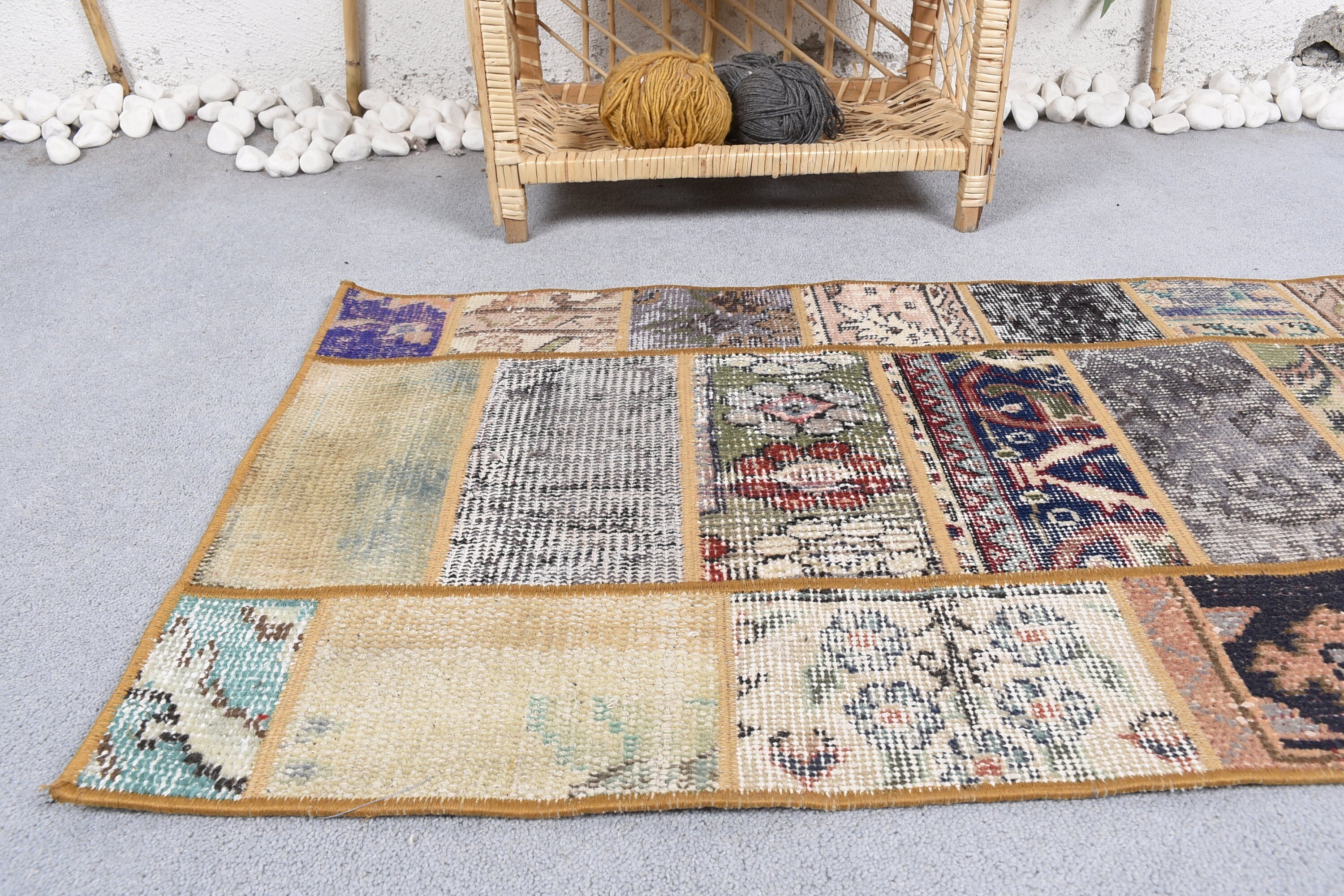 Custom Rug, Turkish Rugs, Nursery Rugs, Antique Rug, Home Decor Rugs, Blue Kitchen Rug, 1.9x4.1 ft Small Rugs, Vintage Rug, Bathroom Rug