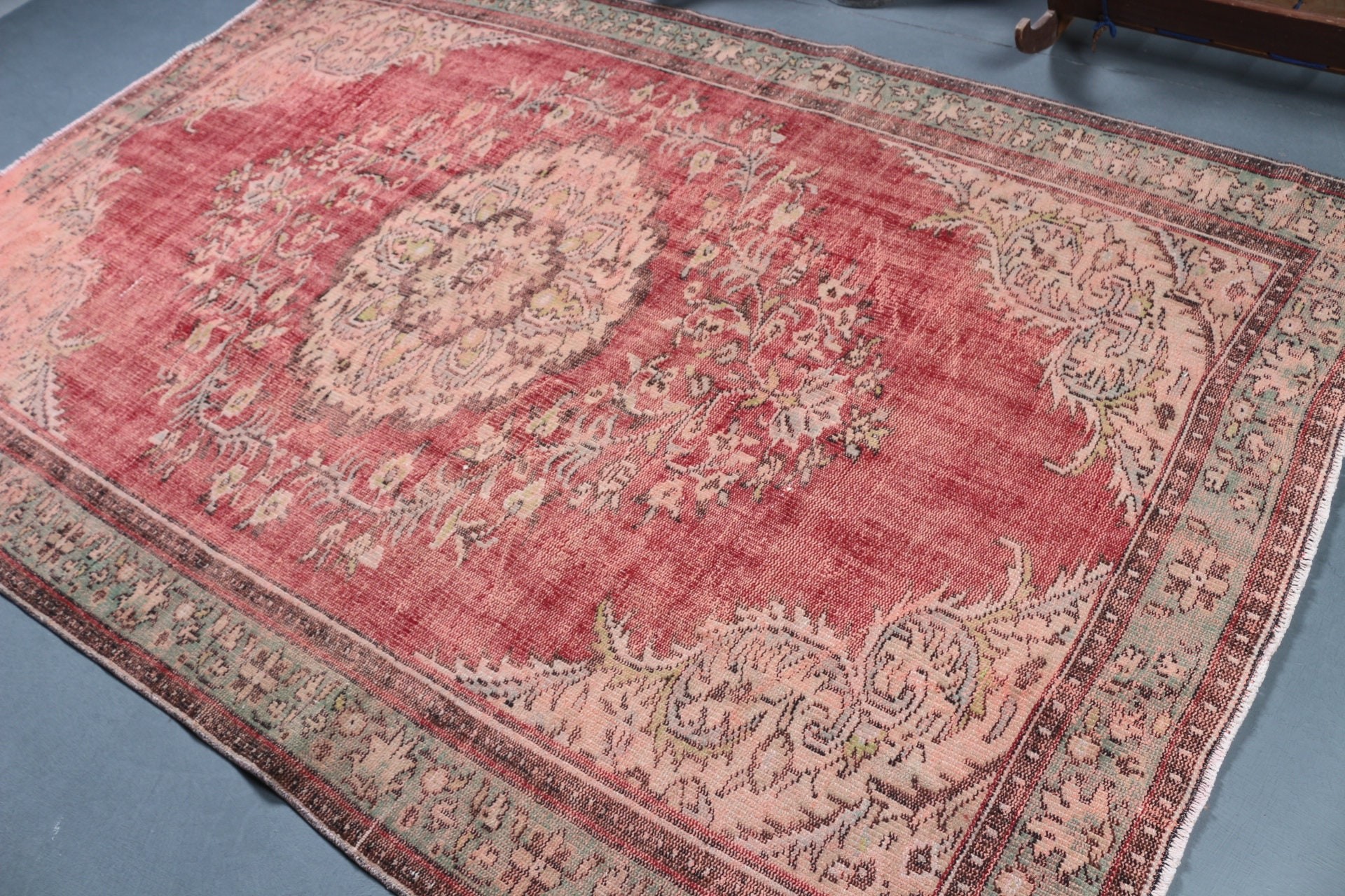 Yemek Odası Halıları, Pembe Oryantal Halılar, 6x9 ft Büyük Halı, Mutfak Halıları, Türk Halıları, Oturma Odası Halıları, Ev Dekor Halısı, Vintage Halı, Sanat Halısı