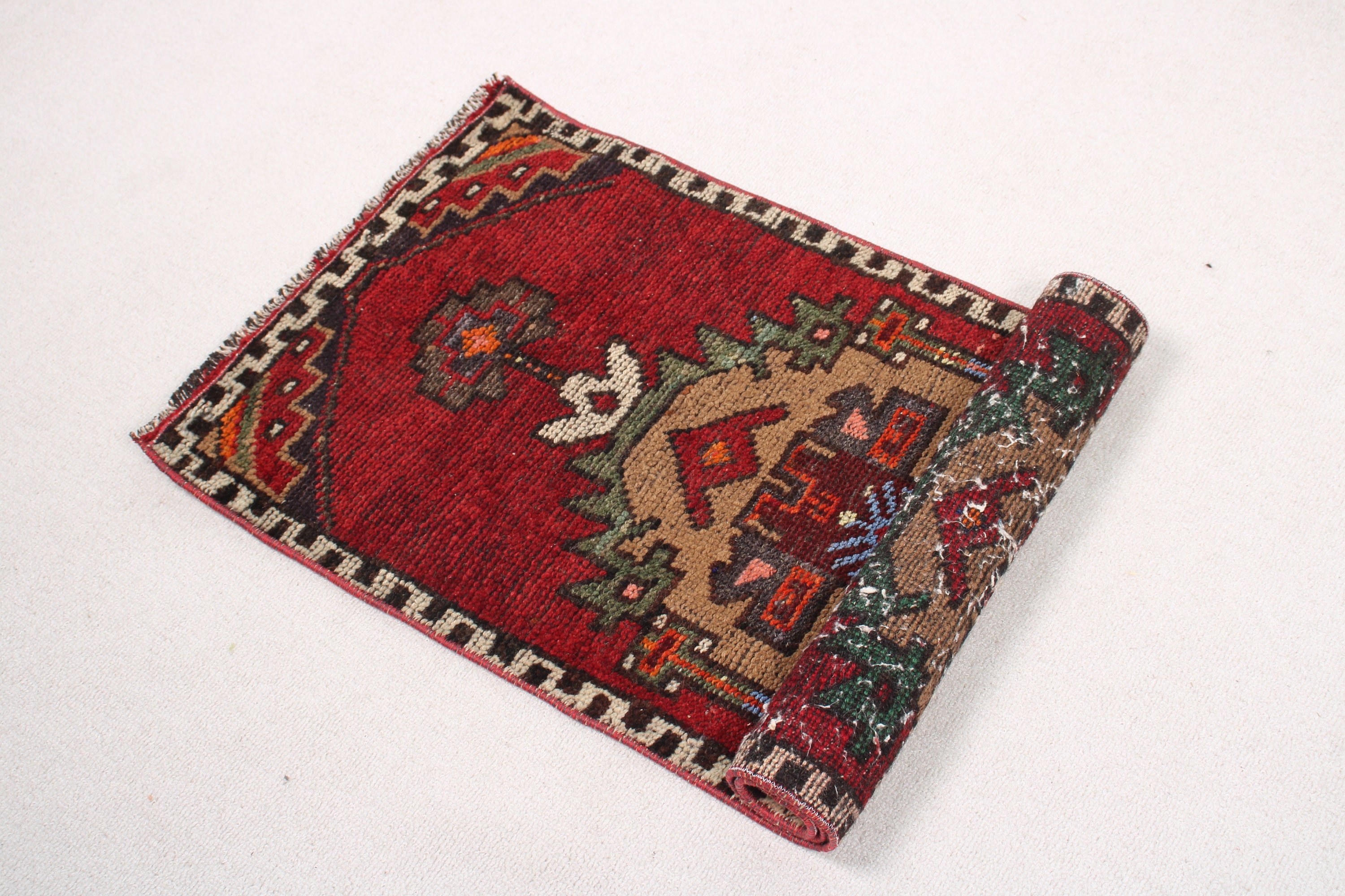 Ethnic Rug, Bedroom Rug, Wall Hanging Rugs, Turkish Rug, 1.5x3.3 ft Small Rugs, Red Bedroom Rugs, Vintage Rug, Small Area Rug