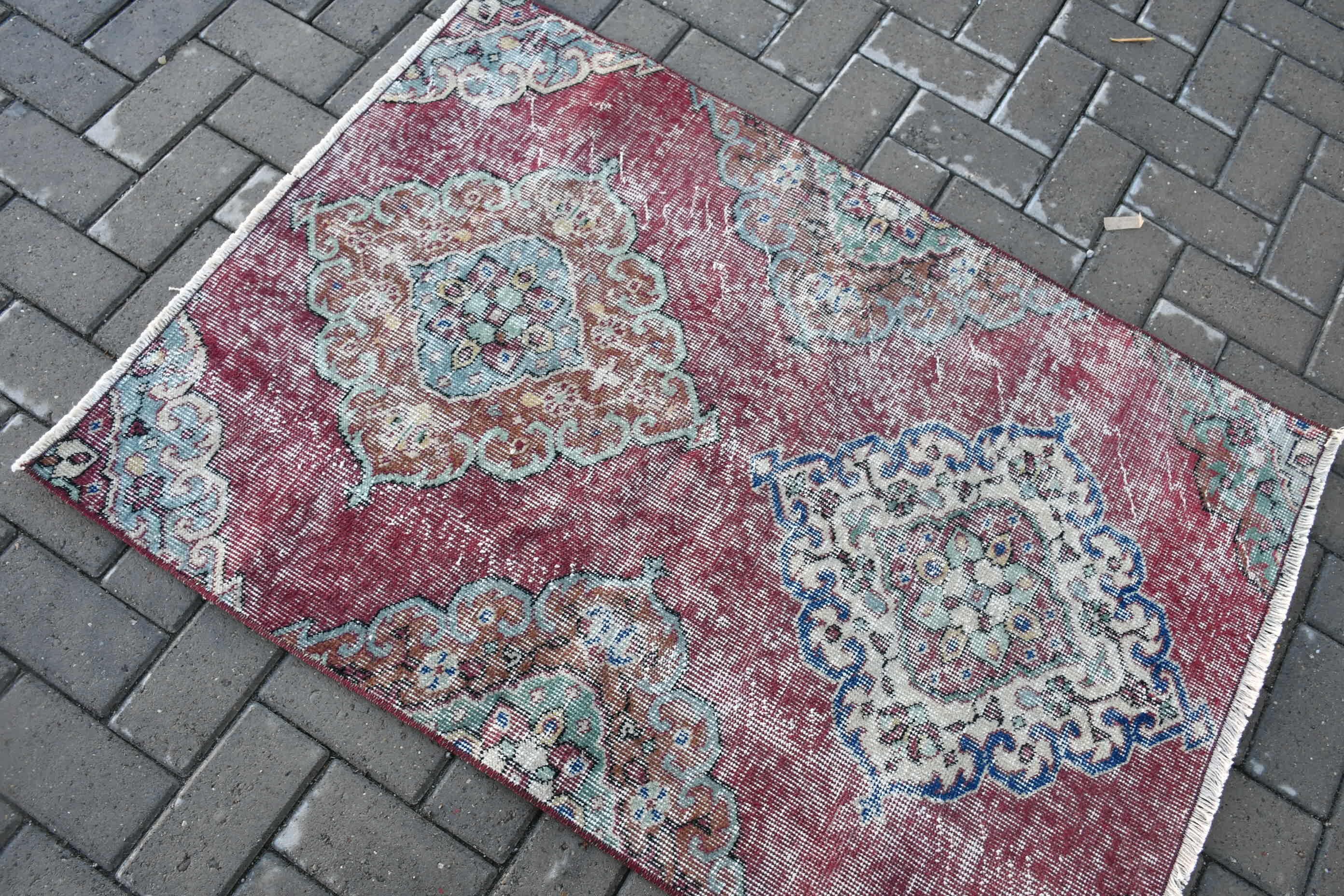 Türk Halısı, Kapı Paspası Halısı, Soyut Halılar, Vintage Halı, Mor 2.9x4 ft Küçük Halı, Ev Dekor Halısı, Duvara Asılı Halı, Yer Halısı