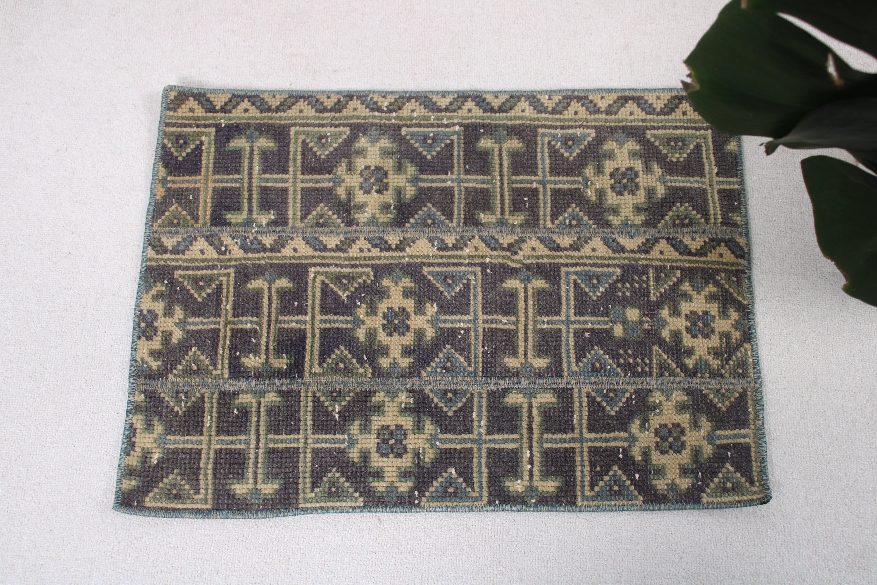 Vintage Halı, Mutfak Halıları, 1.6x2.3 ft Küçük Halı, Banyo Halısı, Mavi Anadolu Halısı, Araba Paspas Halısı, Yün Halıları, Türk Halısı, Geometrik Halılar