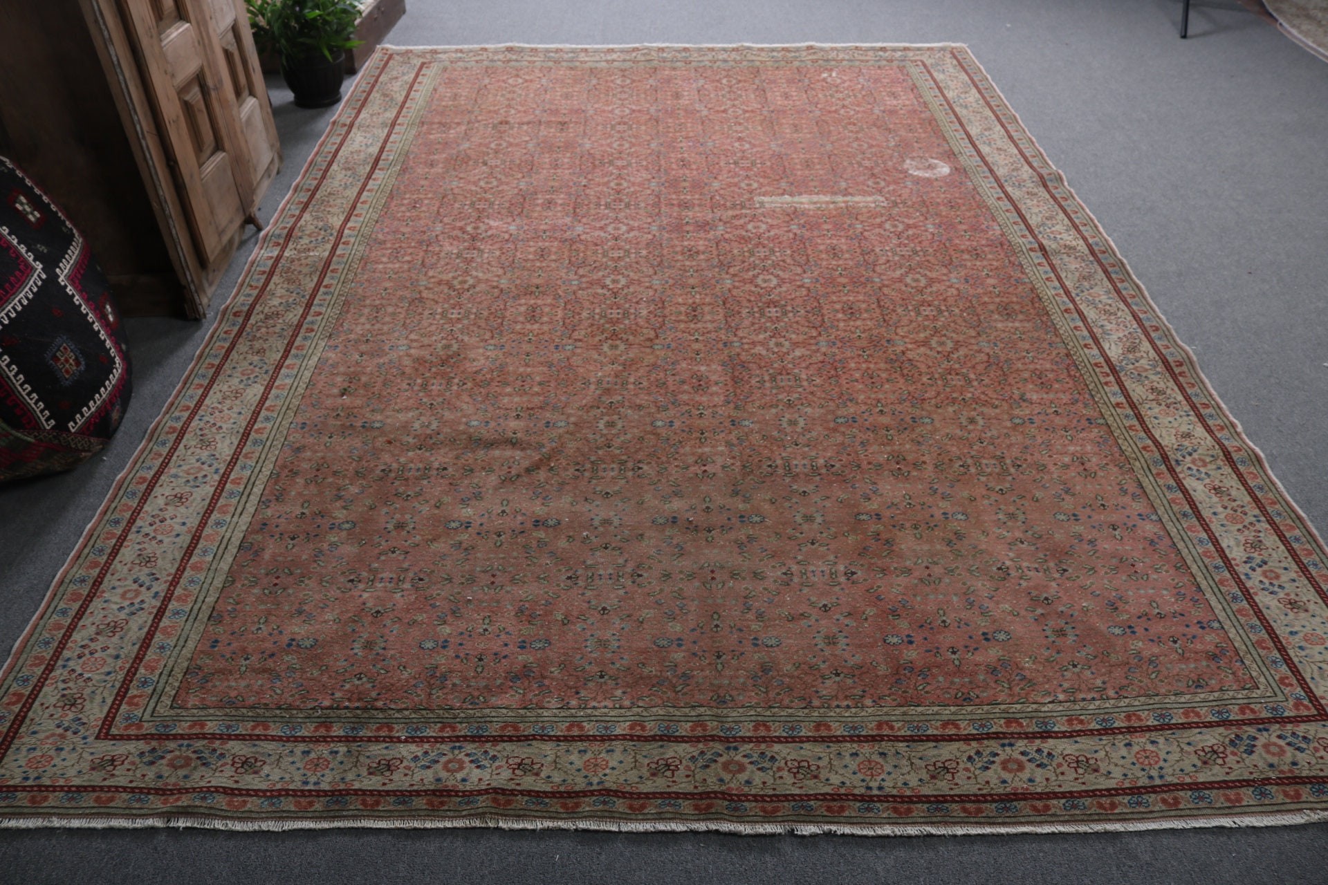 Türk Halıları, Oturma Odası Halısı, Modern Halılar, Pembe Antika Halı, Yemek Odası Halıları, Yün Halılar, 7.4x10.4 ft Büyük Boy Halı, Boho Halı, Vintage Halılar