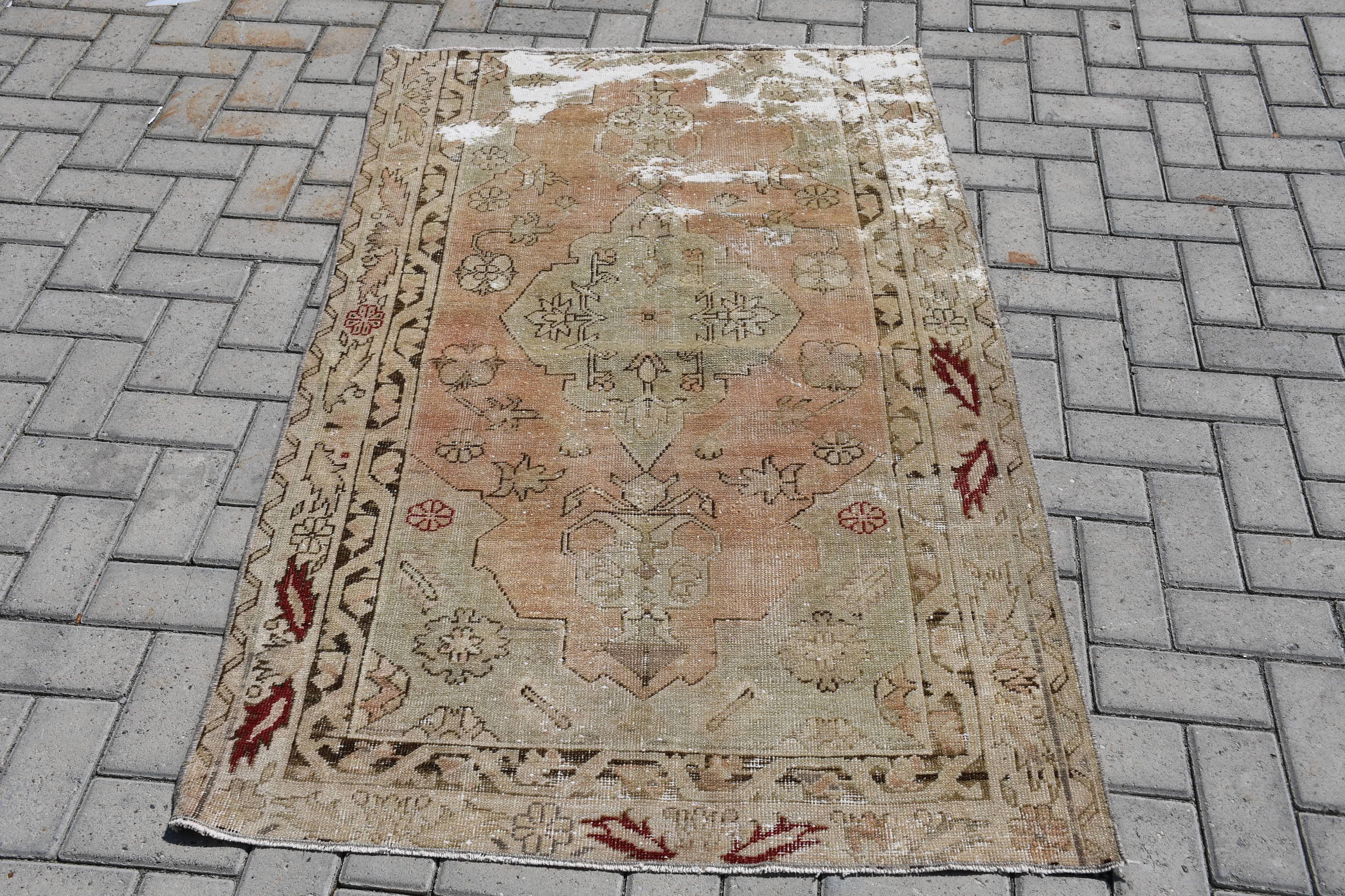 3.4x5.4 ft Accent Rug, Beige Kitchen Rug, Rugs for Bedroom, Home Decor Rugs, Kitchen Rug, Entry Rug, Turkish Rug, Vintage Rug, Nursery Rug