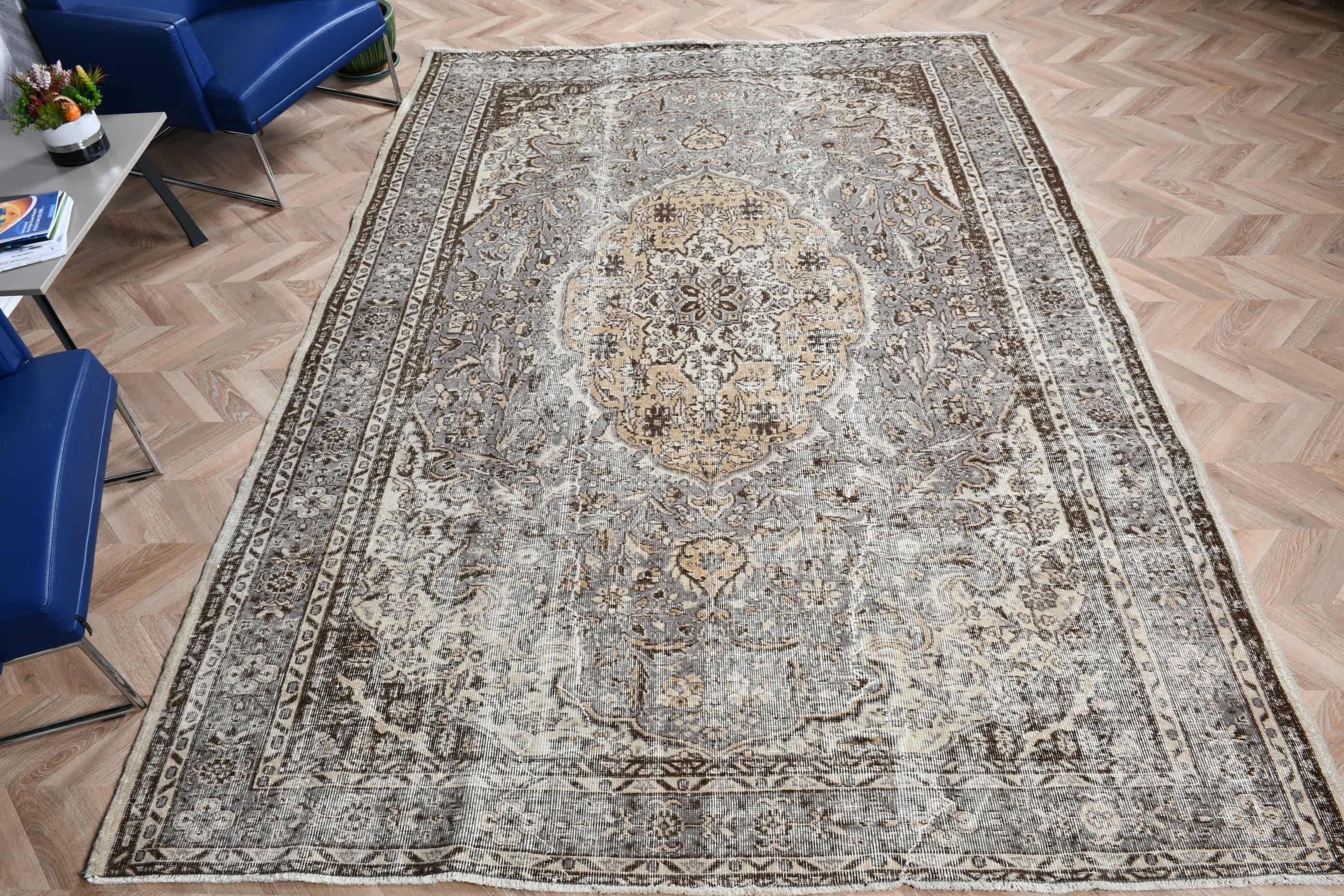 Dining Room Rug, Vintage Rug, Salon Rugs, Gray  7x10.1 ft Oversize Rugs, Moroccan Rug, Bedroom Rug, Turkish Rug, Custom Rug