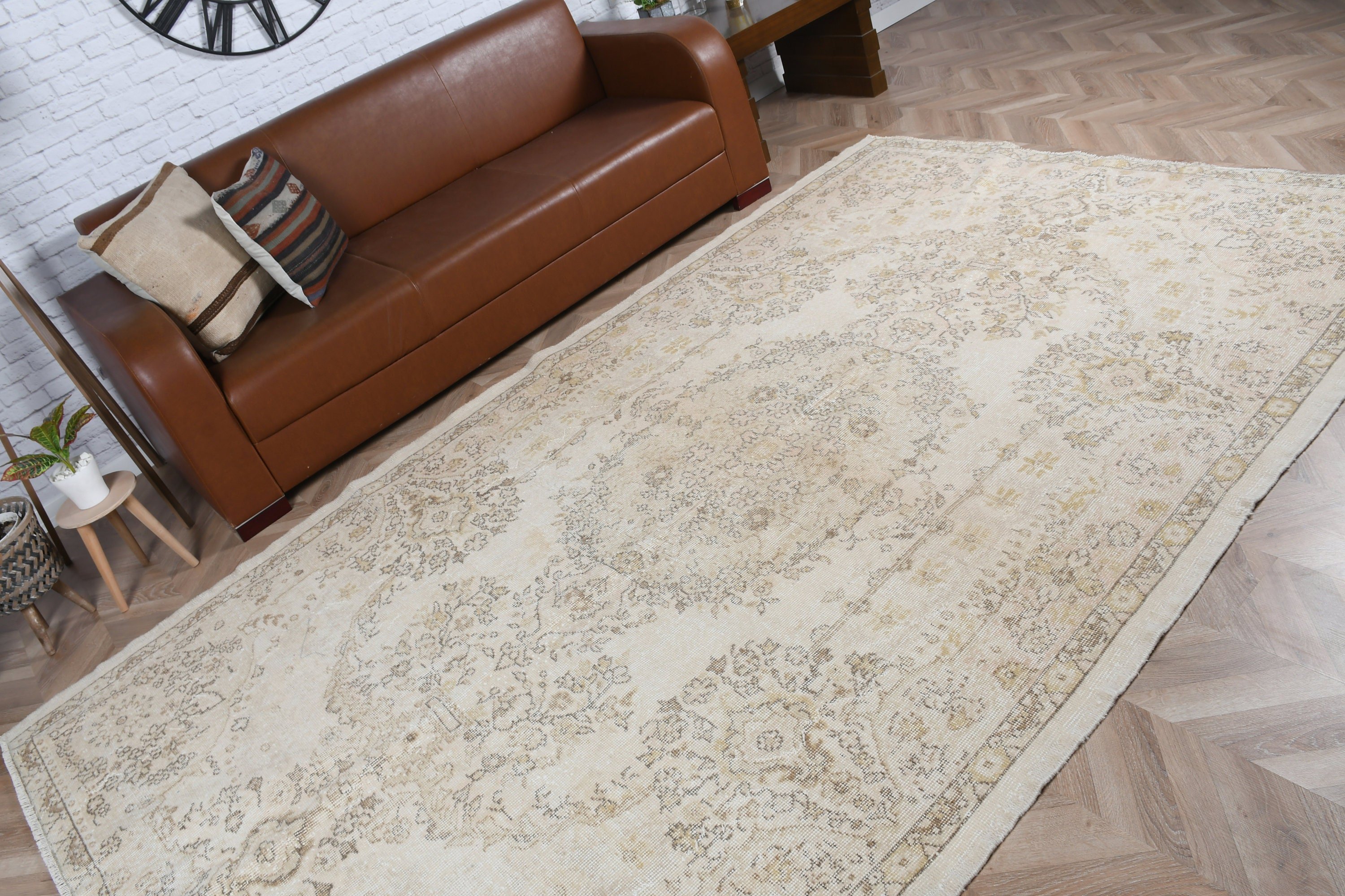 Vintage Rug, Beige  6.1x10.2 ft Large Rugs, Salon Rug, Floor Rugs, Wool Rugs, Rugs for Living Room, Bedroom Rugs, Turkish Rug