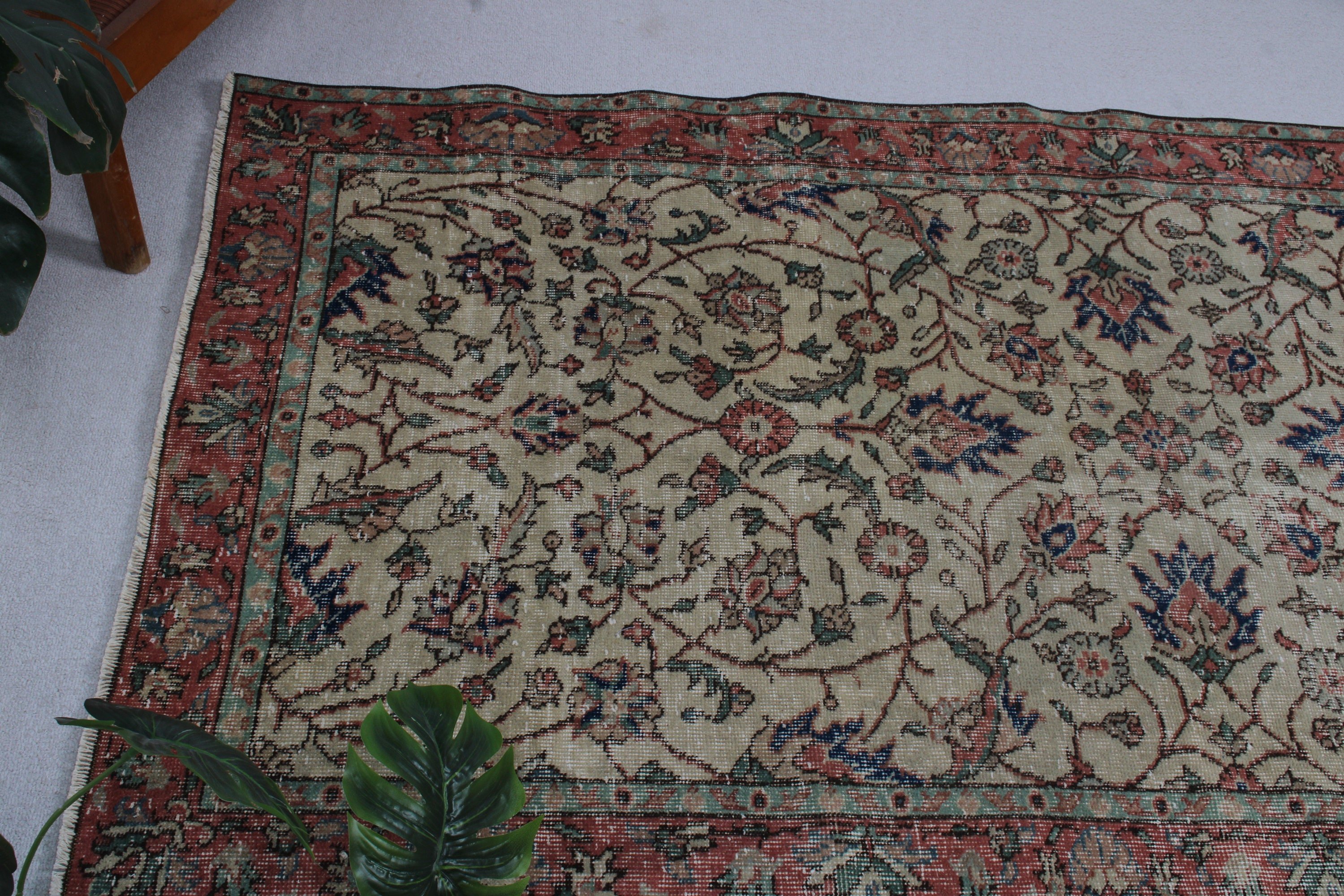 Vintage Halılar, Dış Mekan Halıları, Bej Geometrik Halı, Yatak Odası Halıları, Boho Halı, Açıklama Halısı, 3,8x7,1 ft Alan Halıları, Oushak Alan Halısı, Türk Halısı