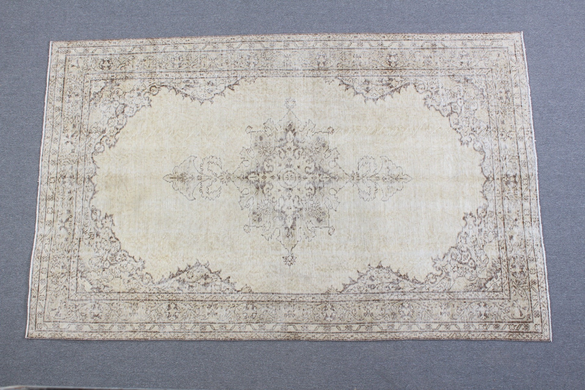 Türk Halıları, 5.2x8.2 ft Büyük Halı, Bej Yer Halısı, Yemek Odası Halıları, Yatak Odası Halısı, Yer Halısı, Yemek Odası Halısı, Yün Halılar, Vintage Halı