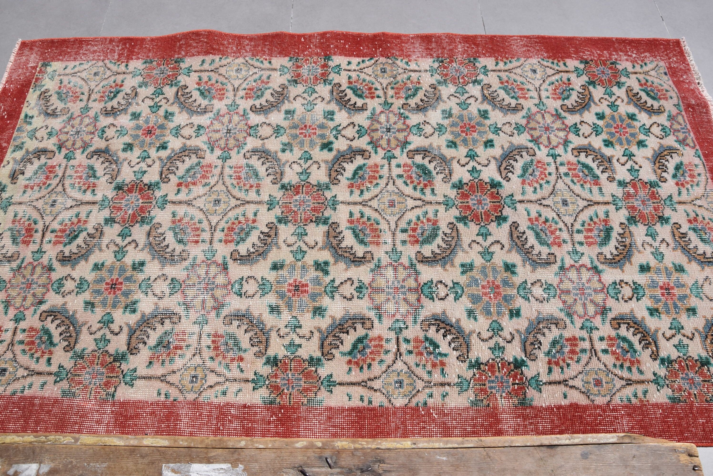 Pembe Oryantal Halılar, Yatak Odası Halıları, Vintage Halılar, Türk Halısı, Oturma Odası Halıları, Anadolu Halısı, 3.9x6.8 ft Alan Kilim, Yün Halı, Sessiz Halı