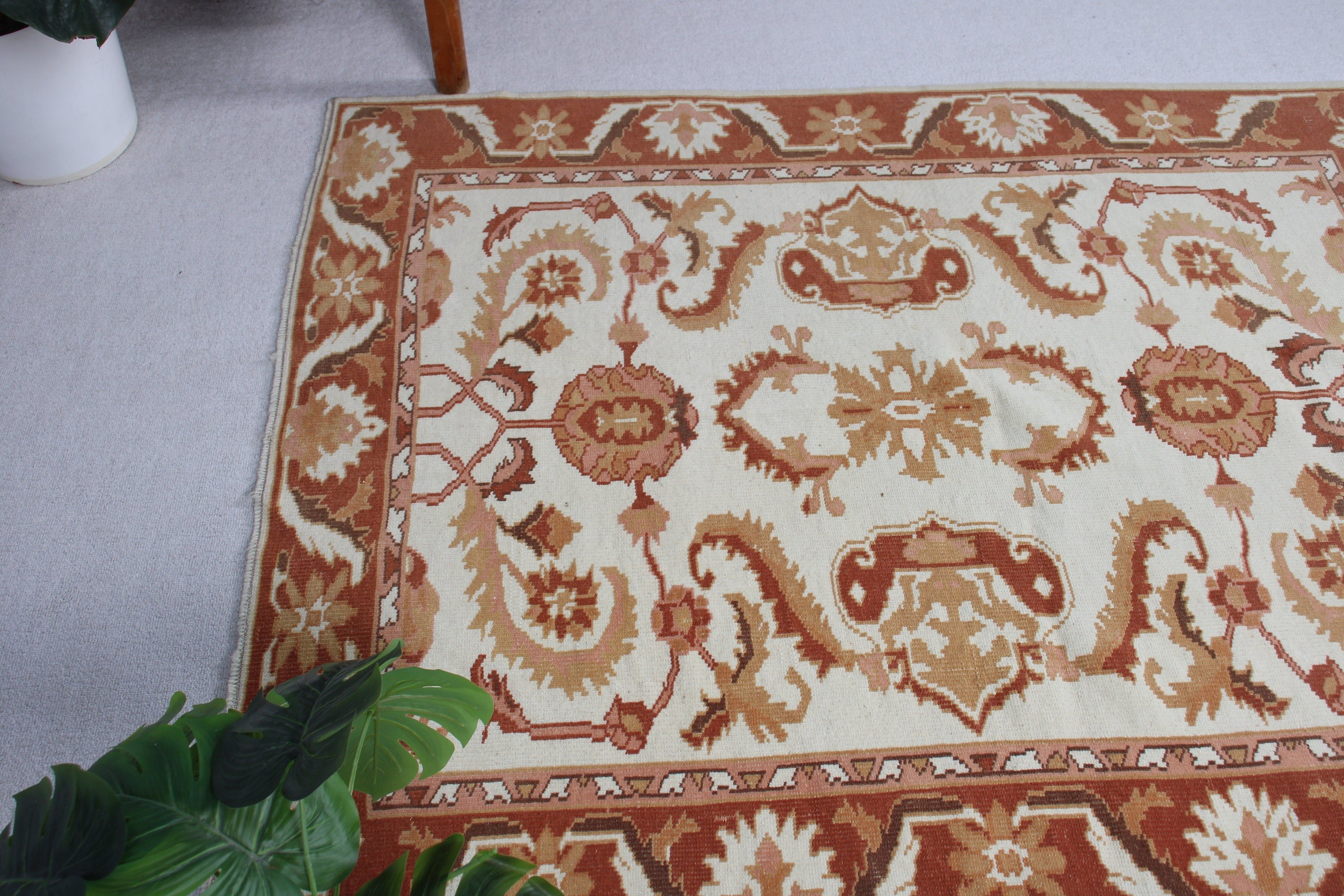 Dekoratif Halı, Vintage Halılar, Bej Nötr Halılar, 4,2x5,4 ft Aksan Halıları, Anadolu Halıları, Türk Halıları, Antika Halı, Çocuk Halısı, Boho Halısı